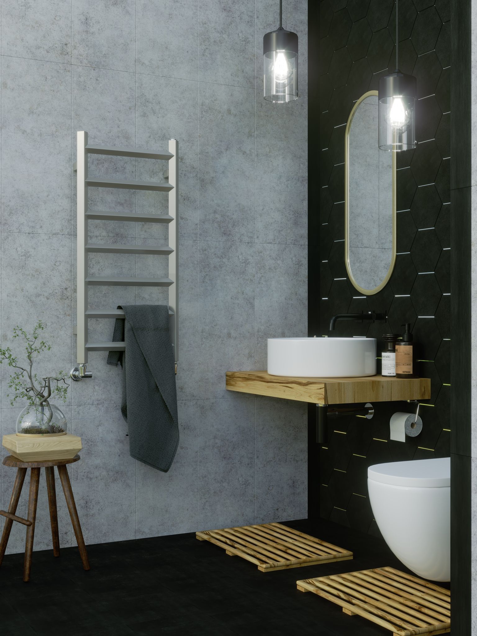 Terma Crystal Sparkling gravel Towel warmer (W)400mm x (H)840mm