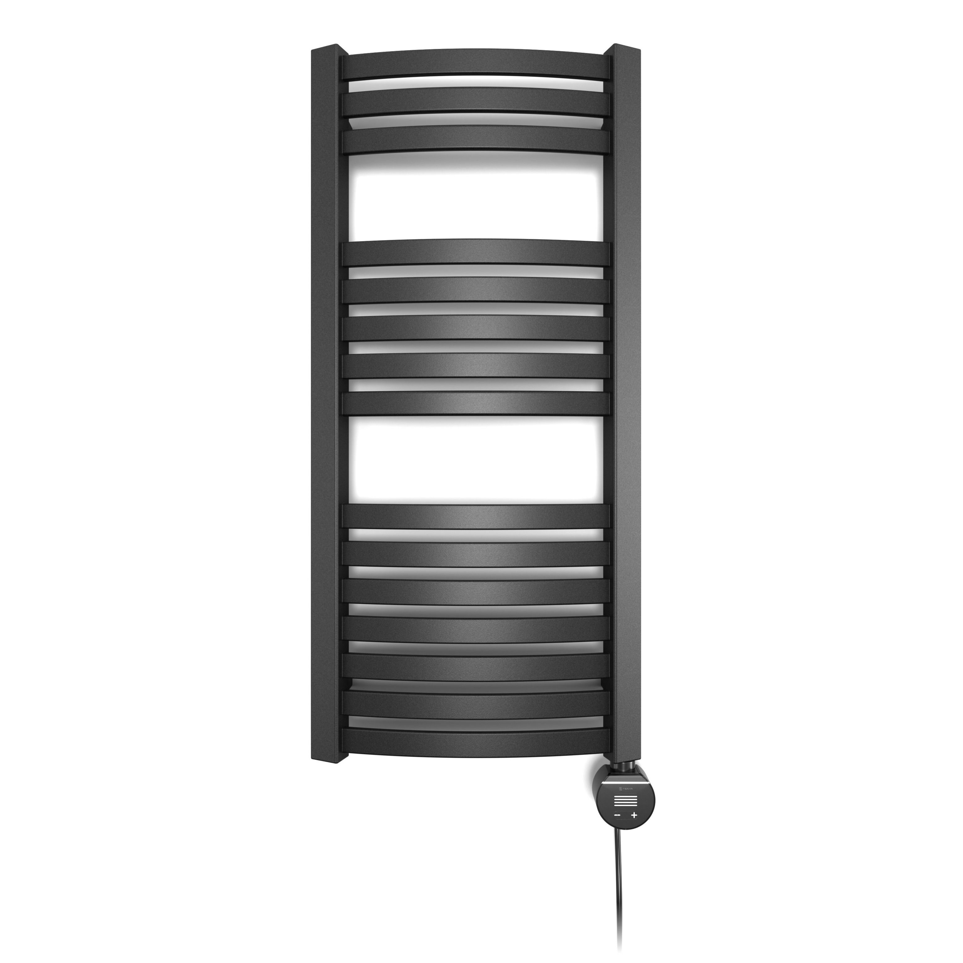 Terma Dexter Matt black Oil-filled 1023BTU Electric towel radiator (H) 860mm x (W) 400mm