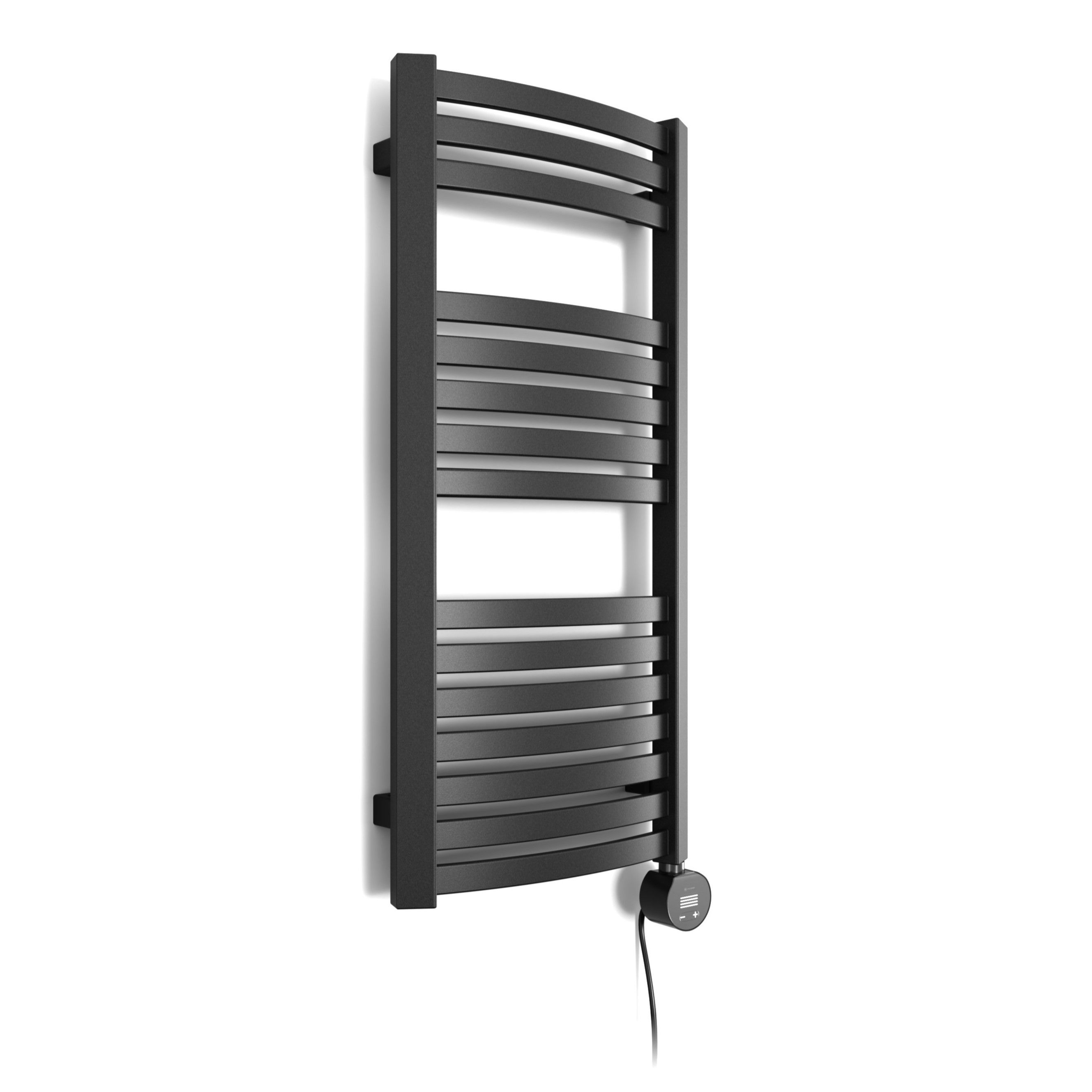 Terma Dexter Matt black Oil-filled 1023BTU Electric towel radiator (H) 860mm x (W) 400mm