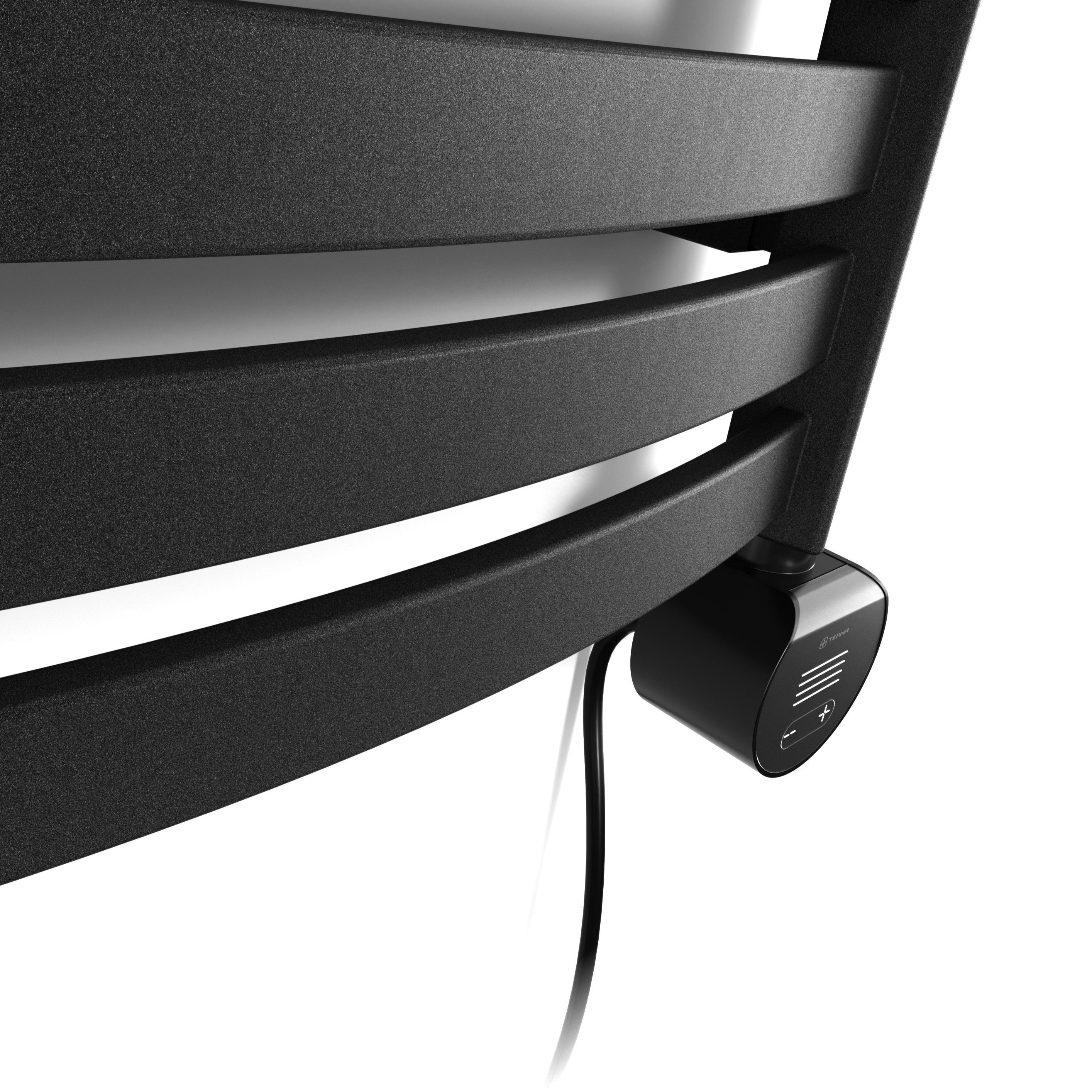 Terma Dexter Matt black Oil-filled 1023BTU Electric towel radiator (H) 860mm x (W) 400mm