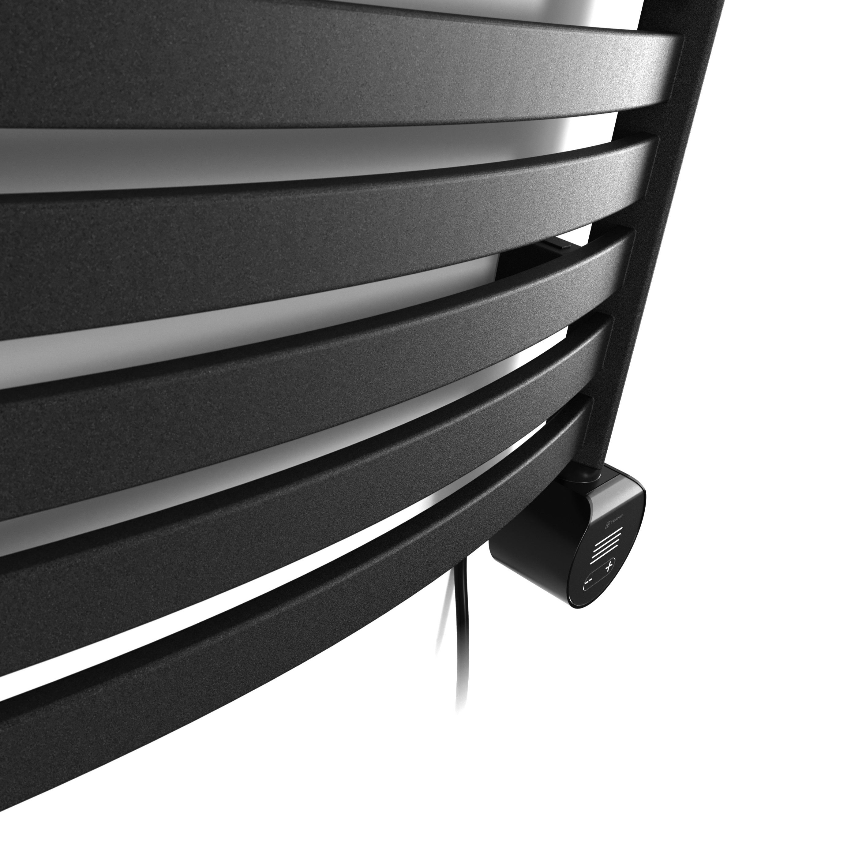 Terma Dexter Matt black Oil-filled 2046BTU Electric towel radiator (H) 1220mm x (W) 500mm