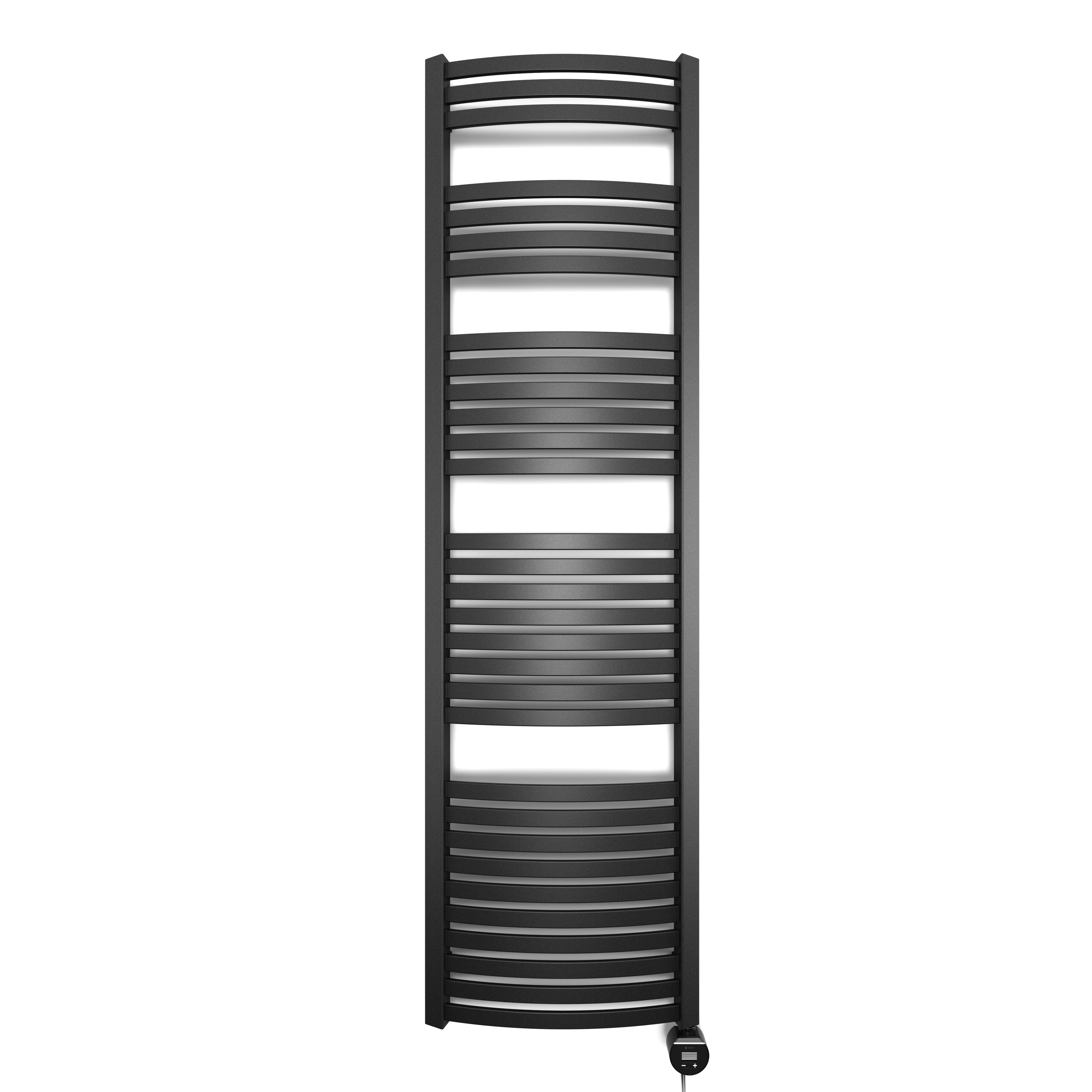 Terma Dexter Matt black Oil-filled 2728BTU Electric towel radiator (H) 1760mm x (W) 500mm
