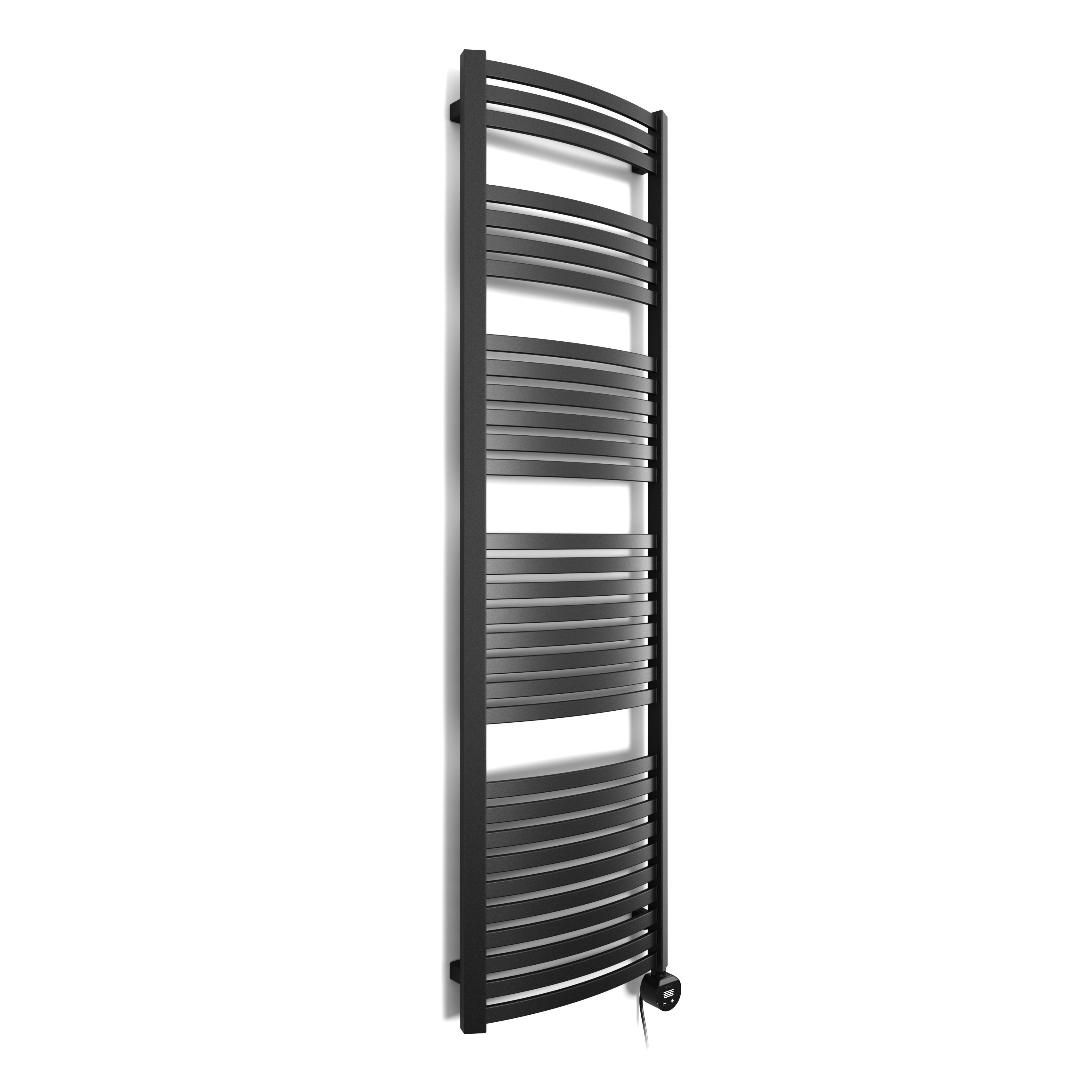 Terma Dexter Matt black Oil-filled 2728BTU Electric towel radiator (H) 1760mm x (W) 500mm
