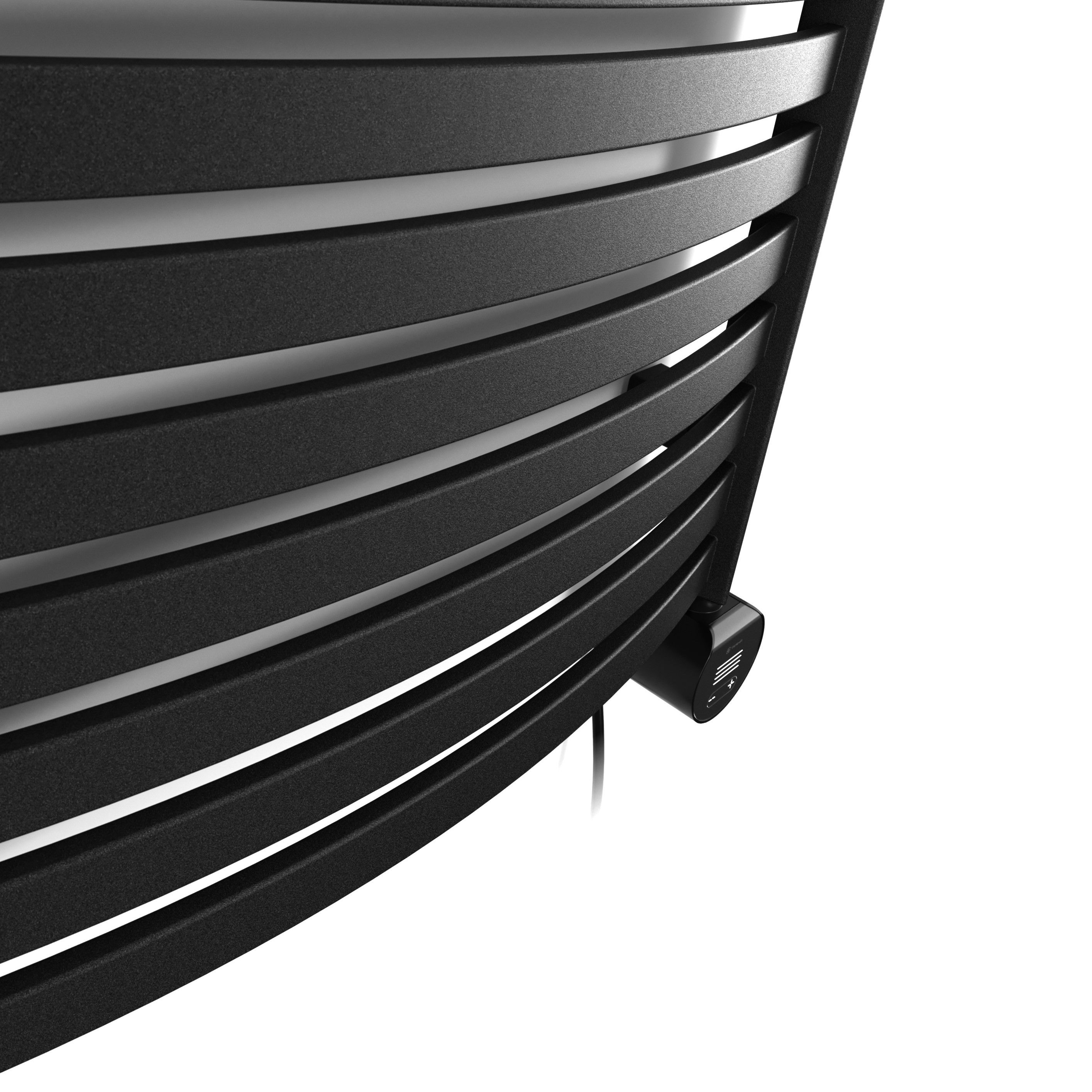 Terma Dexter Matt black Oil-filled 2728BTU Electric towel radiator (H) 1760mm x (W) 500mm