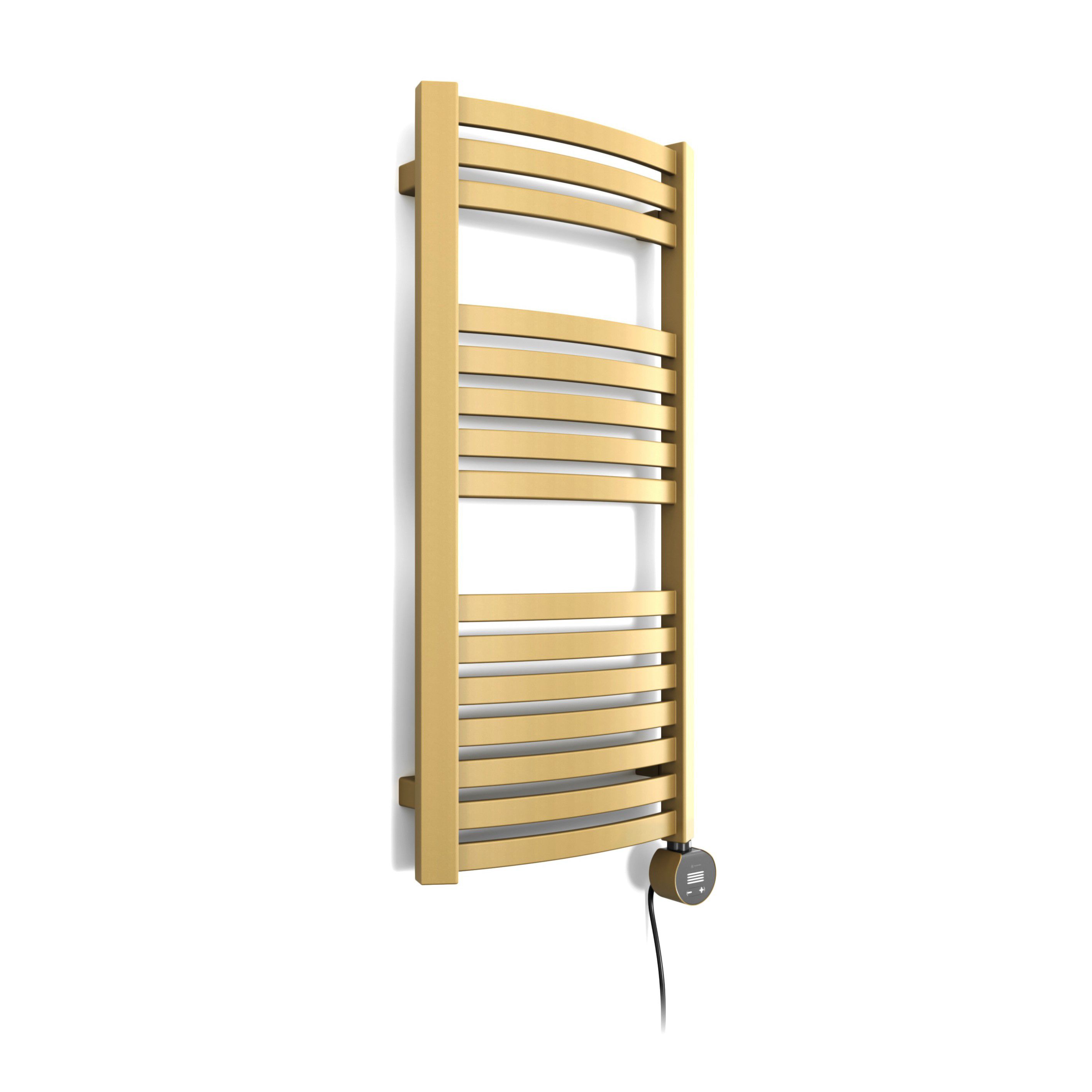 Terma Dexter Matt brass Oil-filled 1023BTU Electric towel radiator (H) 860mm x (W) 400mm