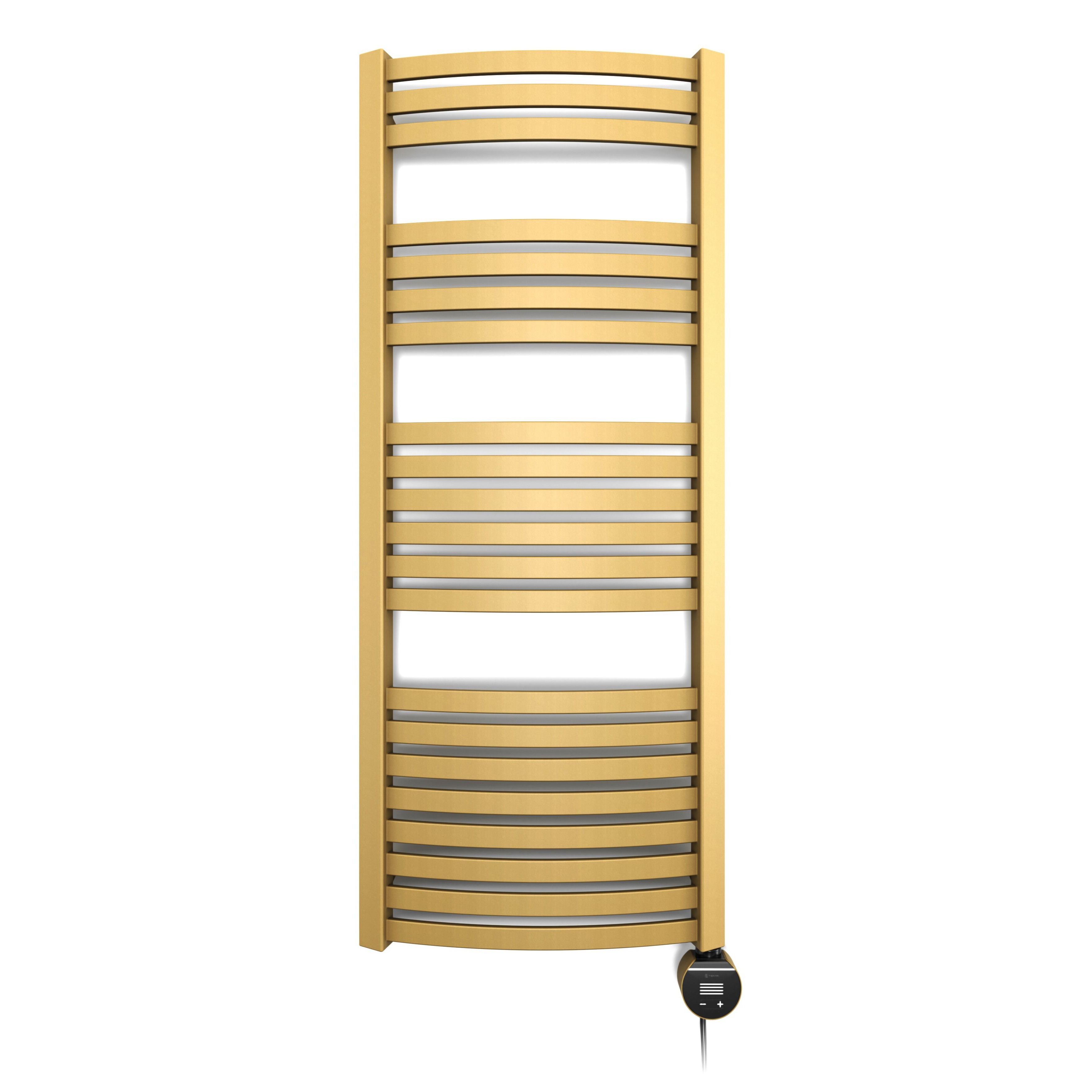 Terma Dexter Matt brass Oil-filled 2046BTU Electric towel radiator (H) 1220mm x (W) 500mm