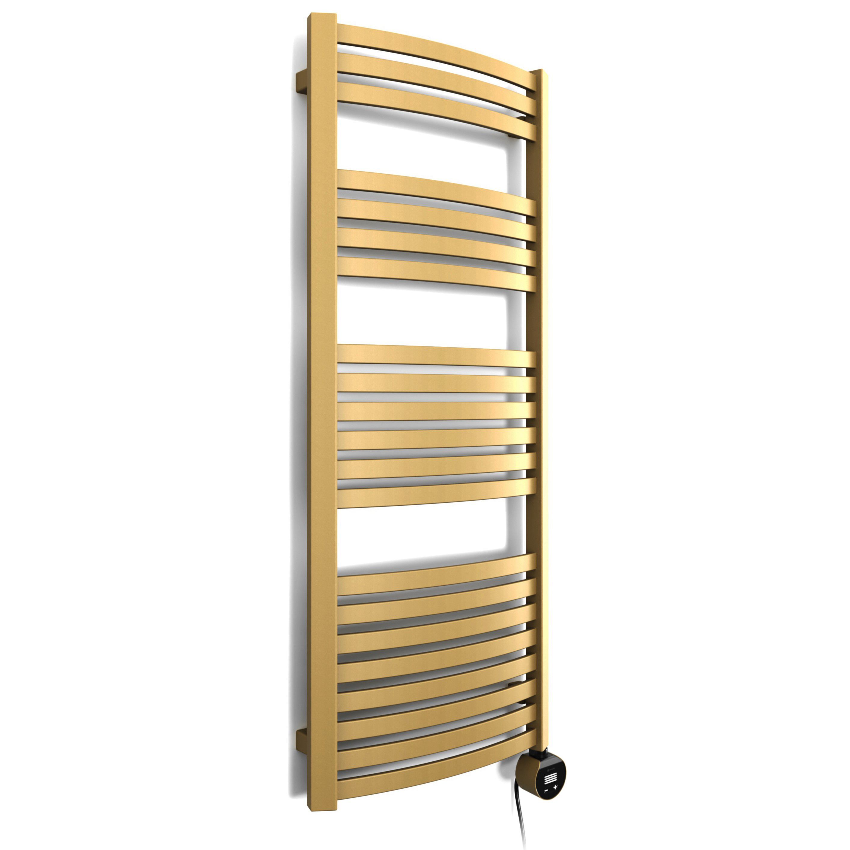 Terma Dexter Matt brass Oil-filled 2046BTU Electric towel radiator (H) 1220mm x (W) 500mm