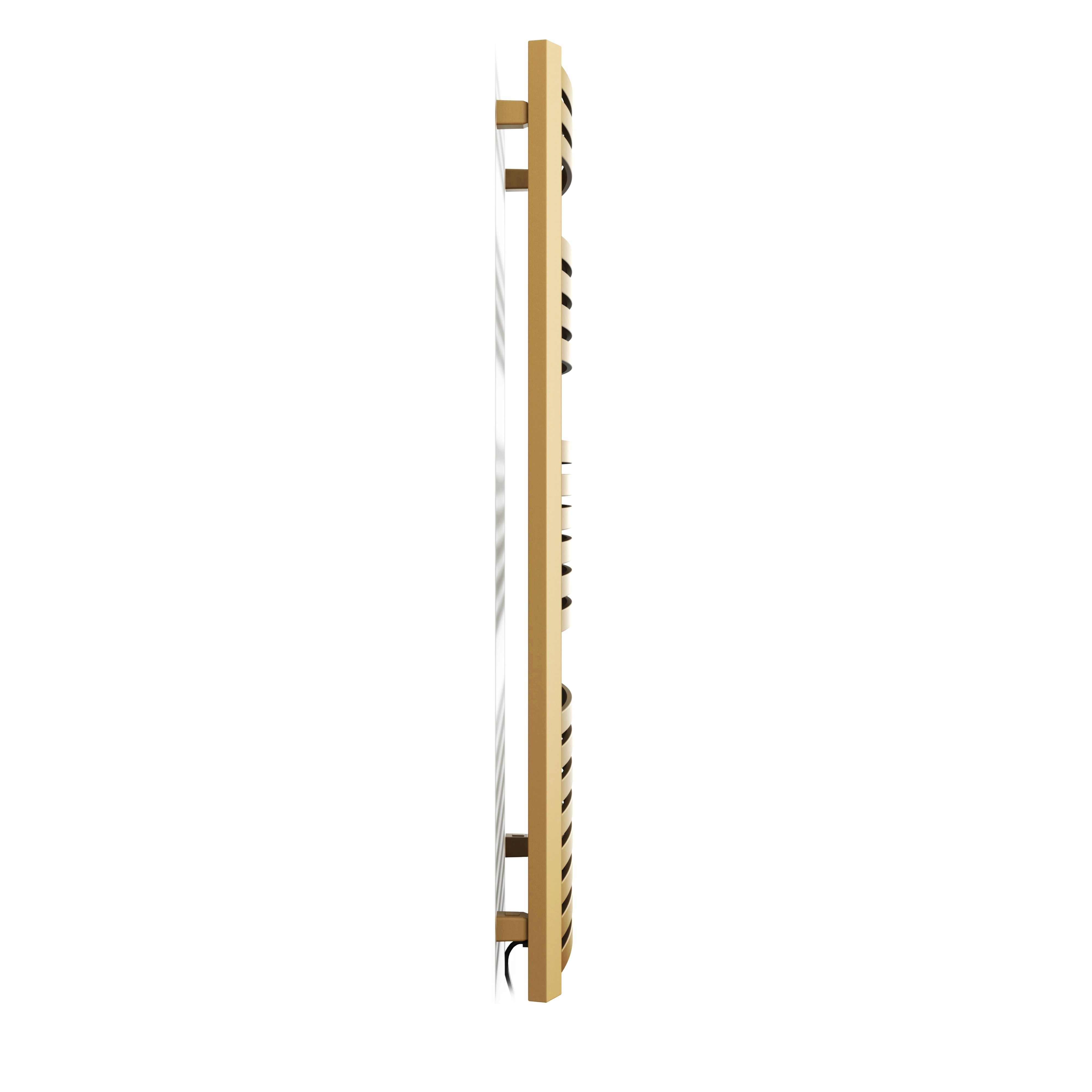 Terma Dexter Matt brass Oil-filled 2046BTU Electric towel radiator (H) 1220mm x (W) 500mm