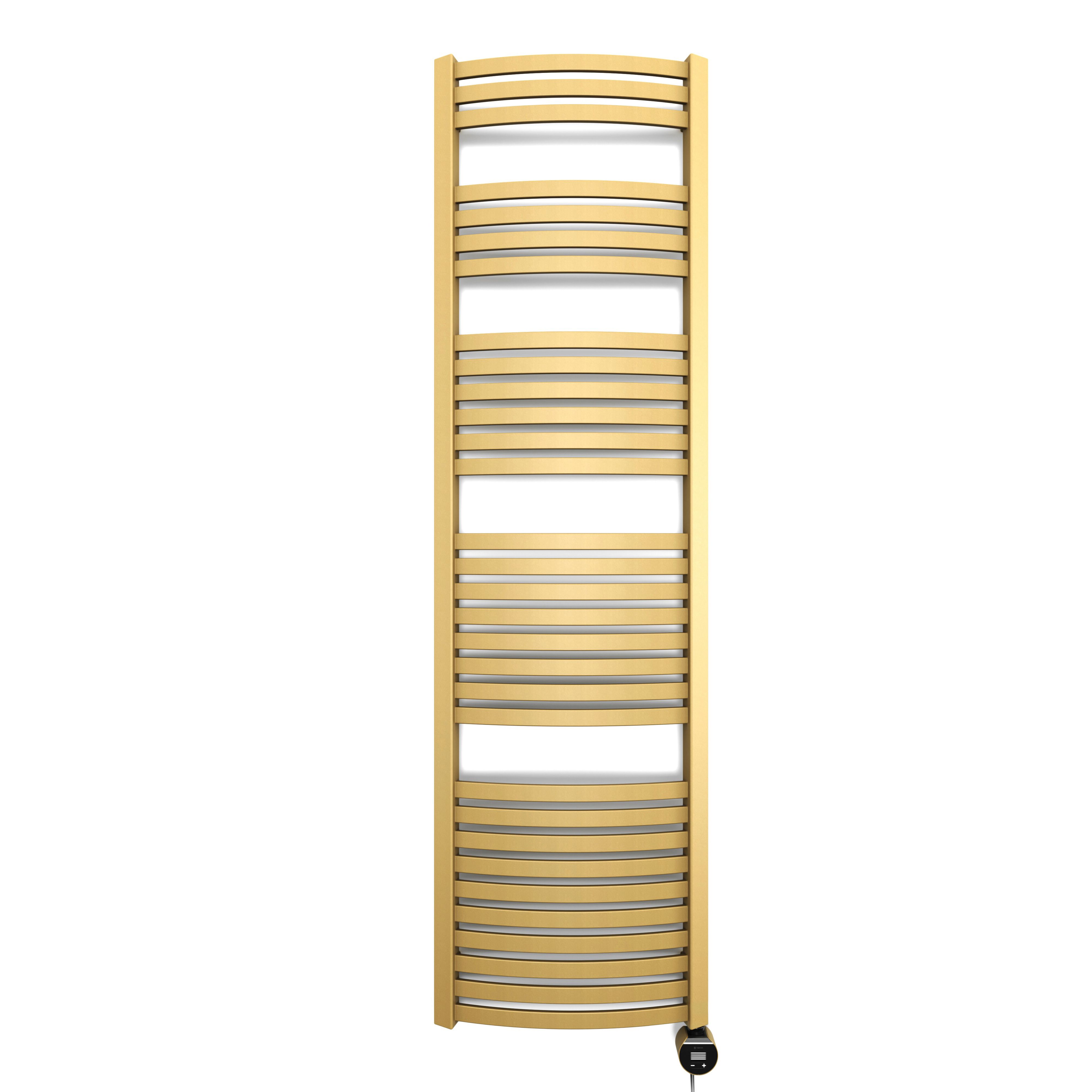 Terma Dexter Matt brass Oil-filled 2728BTU Electric towel radiator (H) 1760mm x (W) 500mm