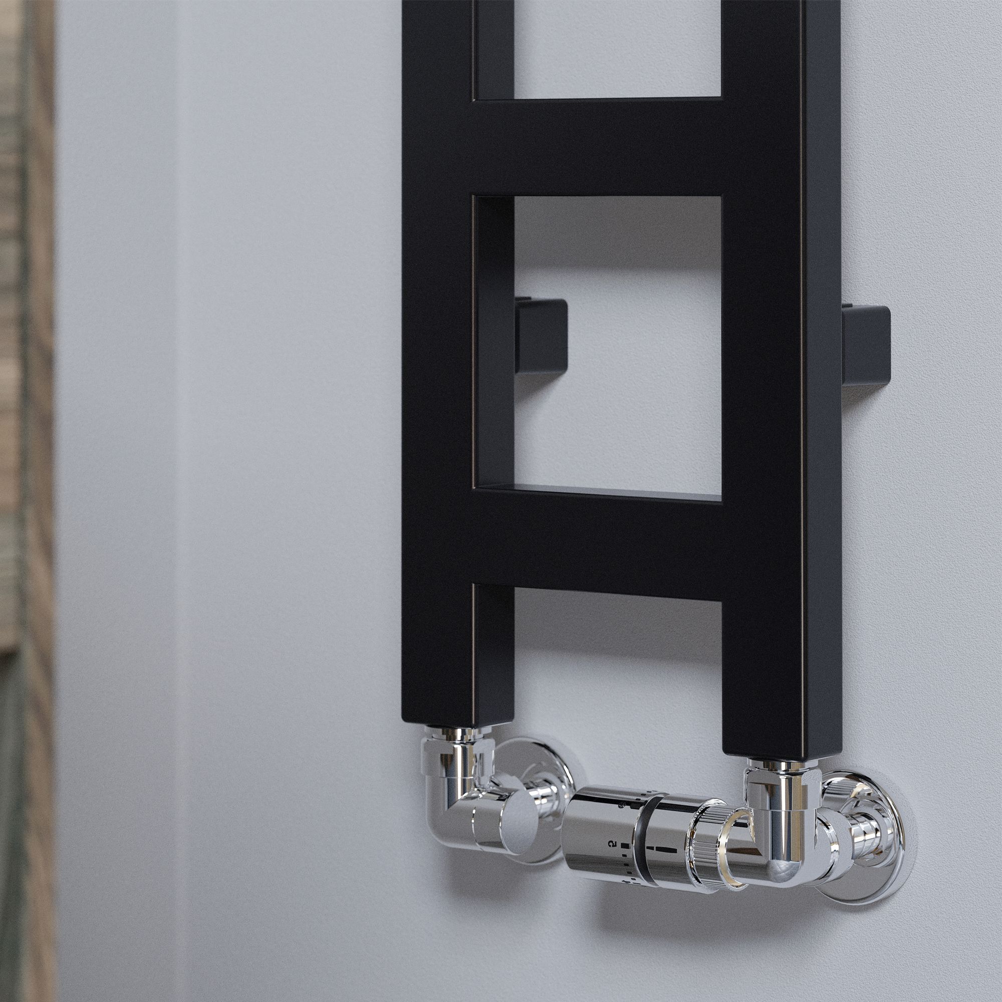 Terma Easy Black Flat Towel warmer (W)200mm x (H)1280mm