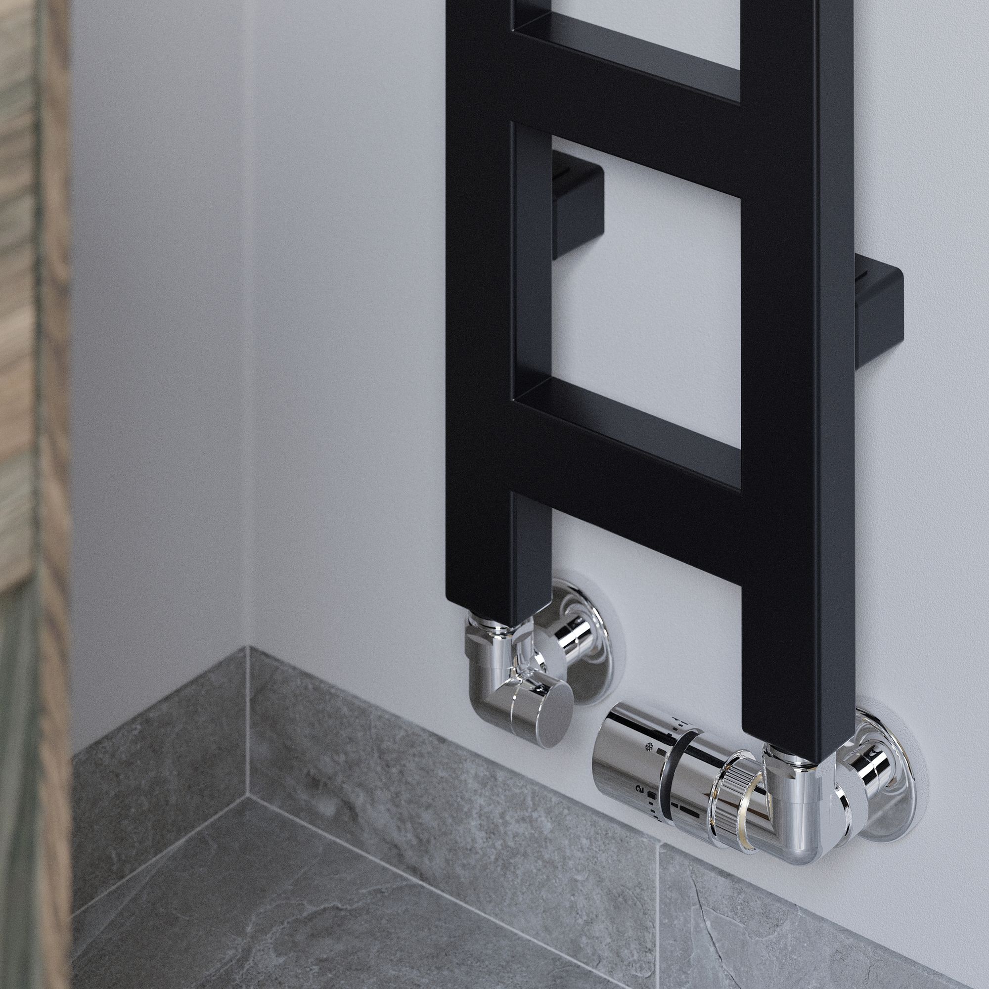 Terma Easy Black Flat Towel warmer (W)200mm x (H)1600mm