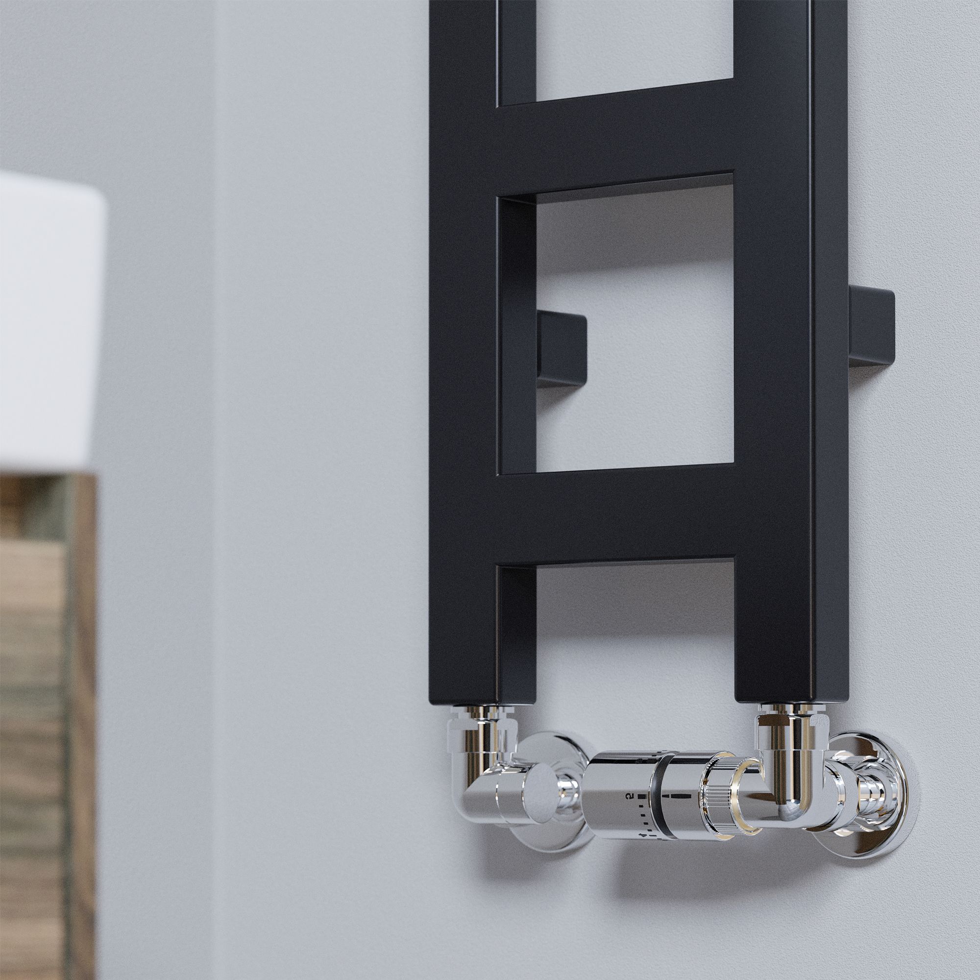 Terma Easy Black Flat Towel warmer (W)200mm x (H)960mm