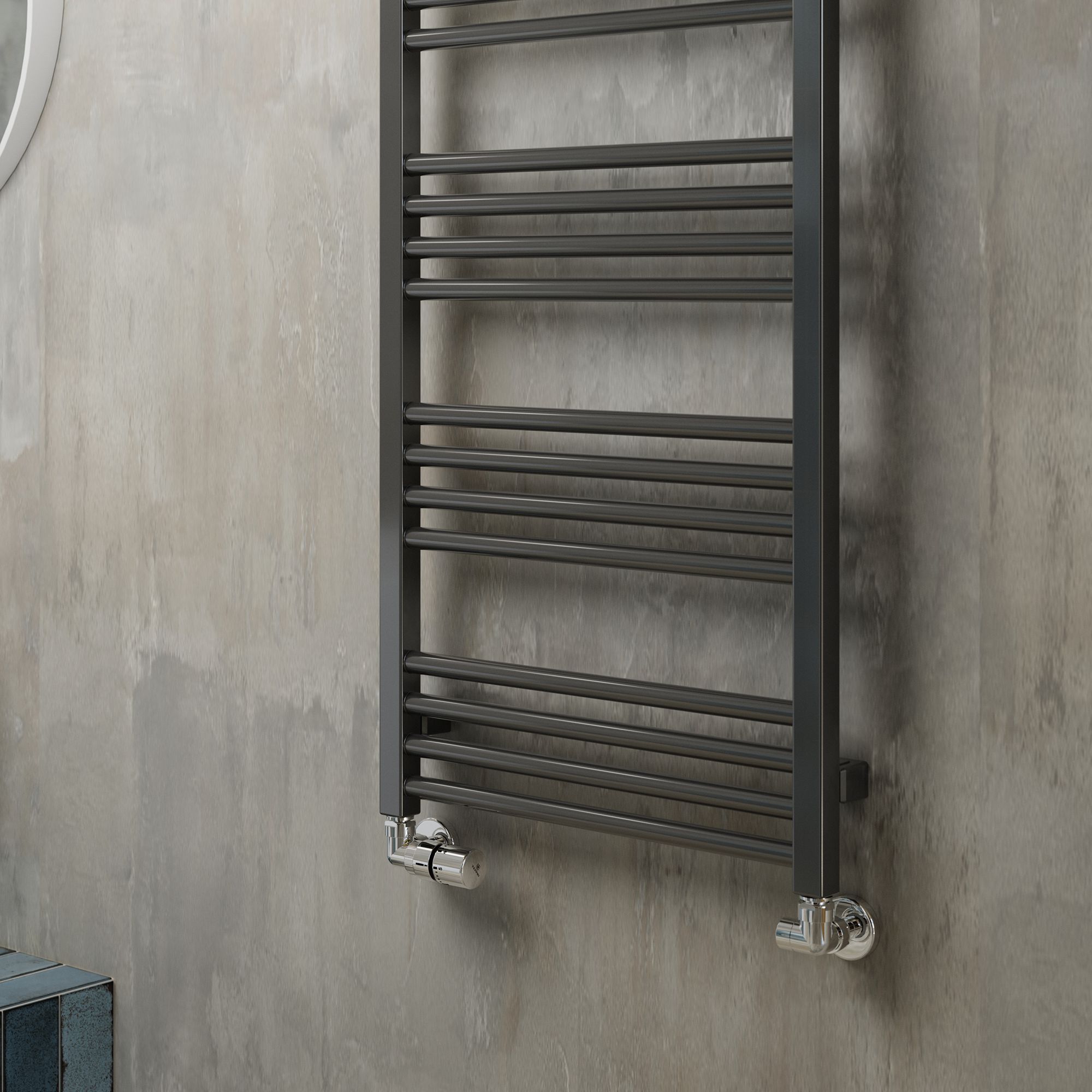 Terma Fiona Grey Flat Towel warmer (W)500mm x (H)1140mm