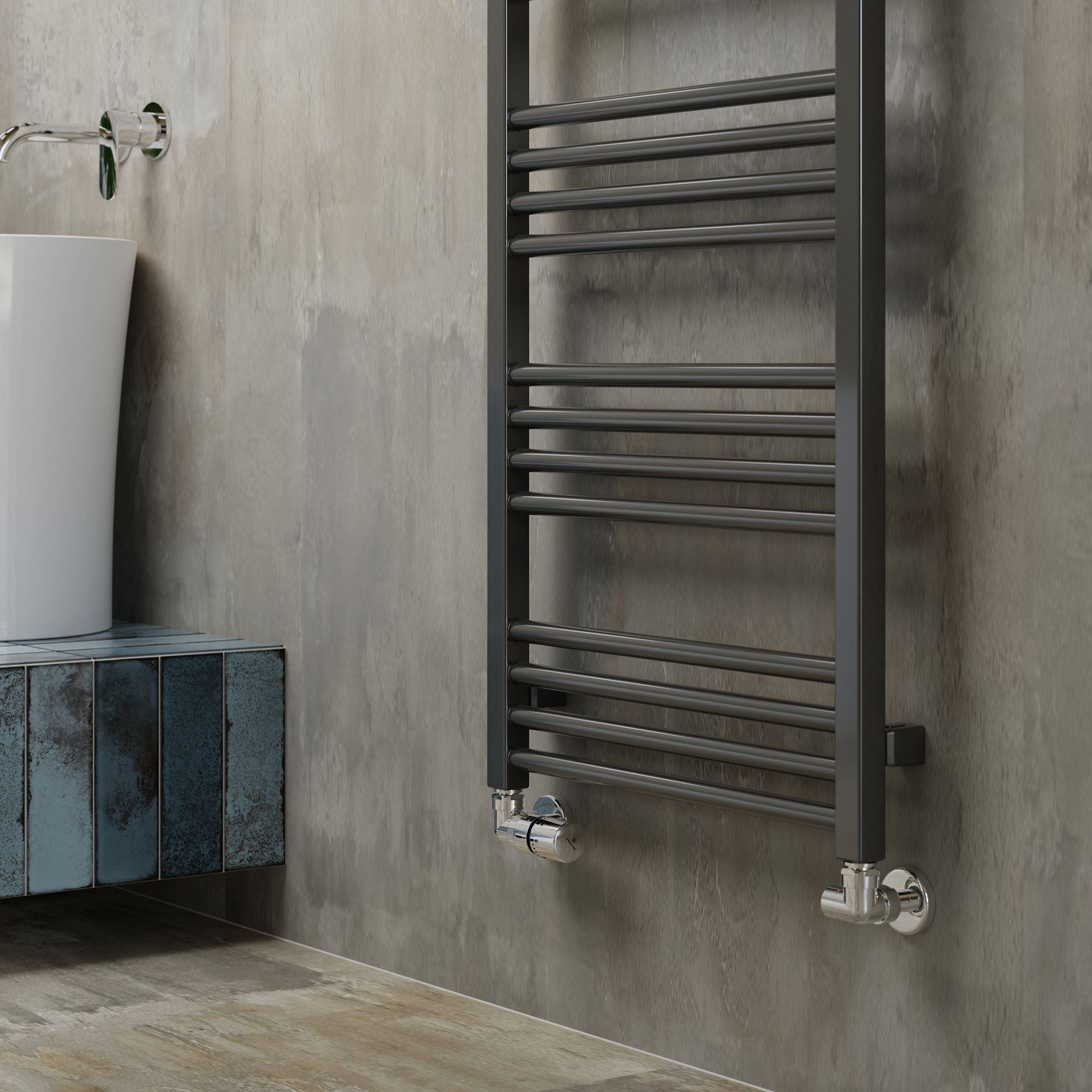 Terma Fiona Grey Flat Towel warmer (W)500mm x (H)1380mm
