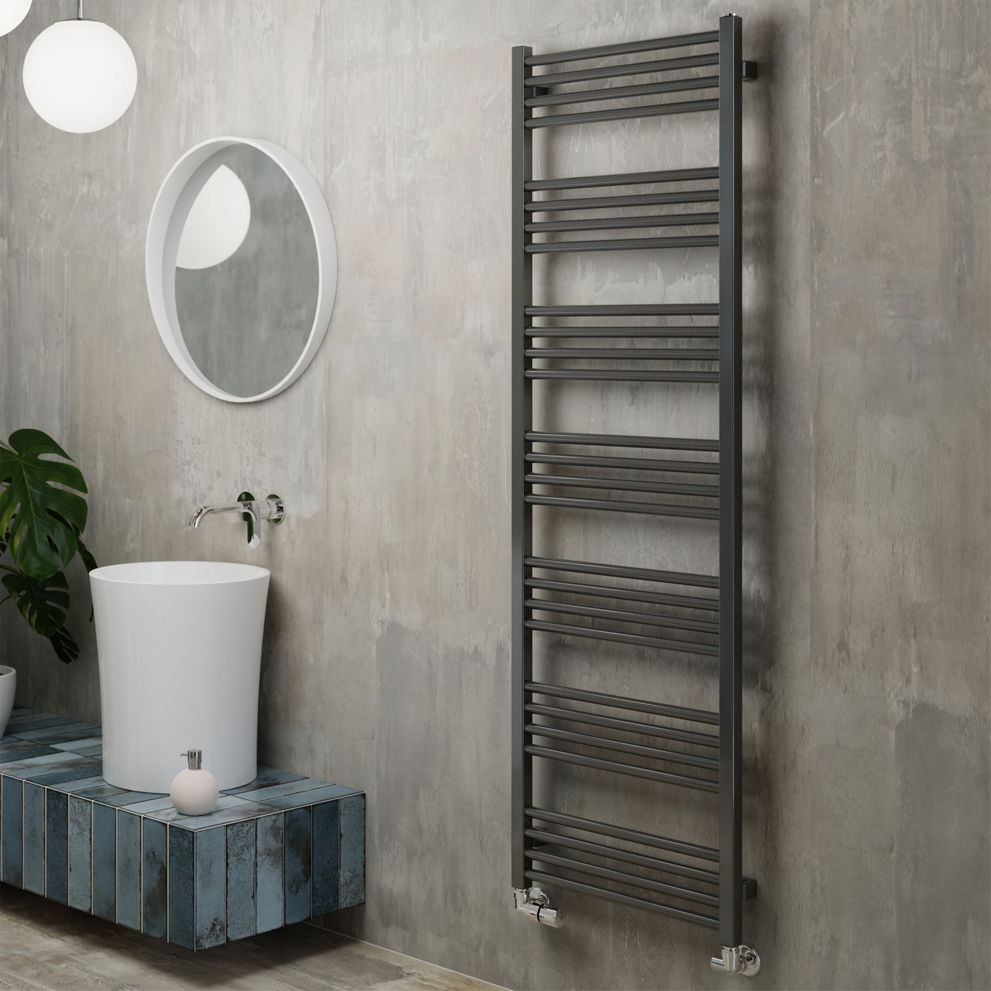 Terma Fiona Grey Flat Towel warmer (W)500mm x (H)1620mm