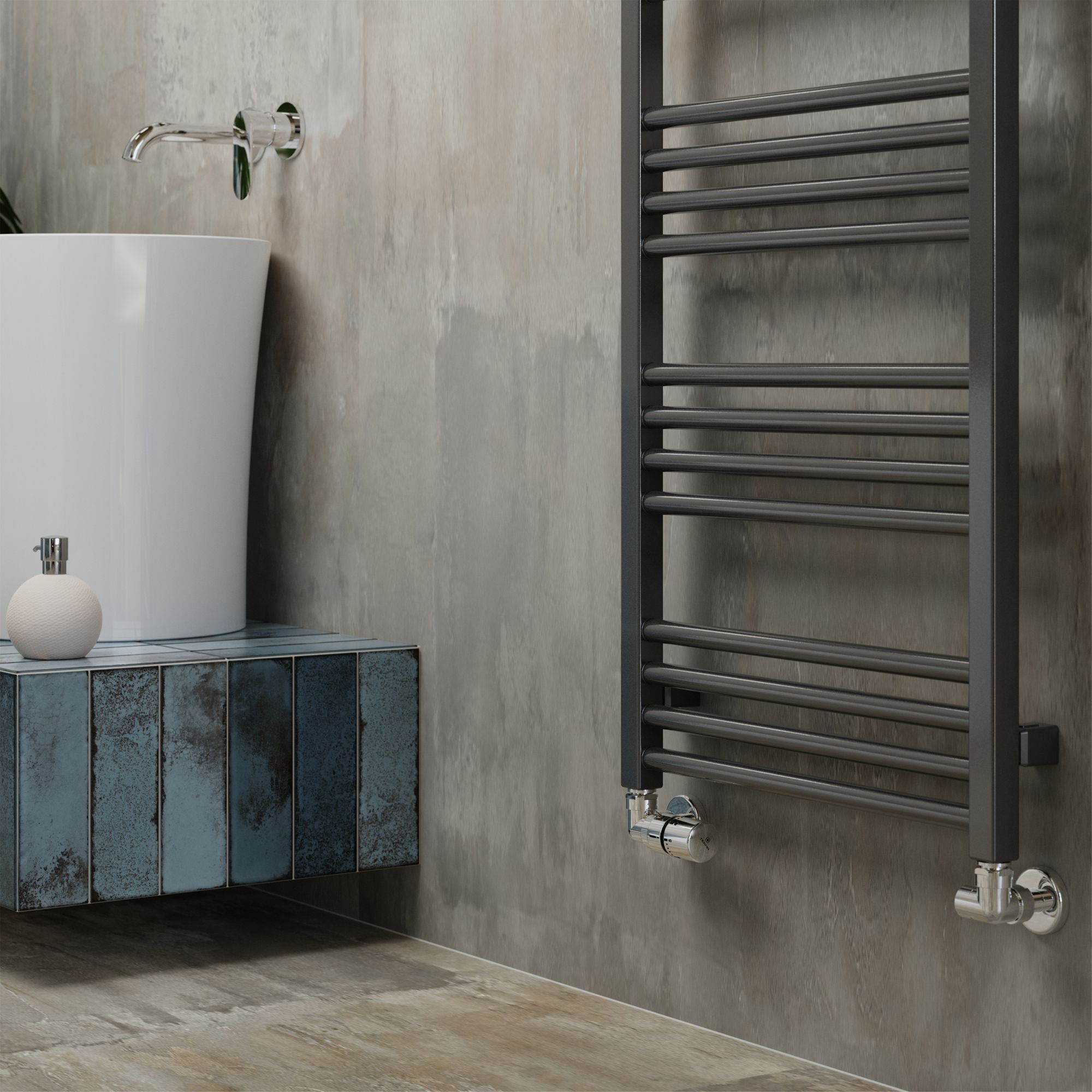 Terma Fiona Grey Flat Towel warmer (W)500mm x (H)1620mm