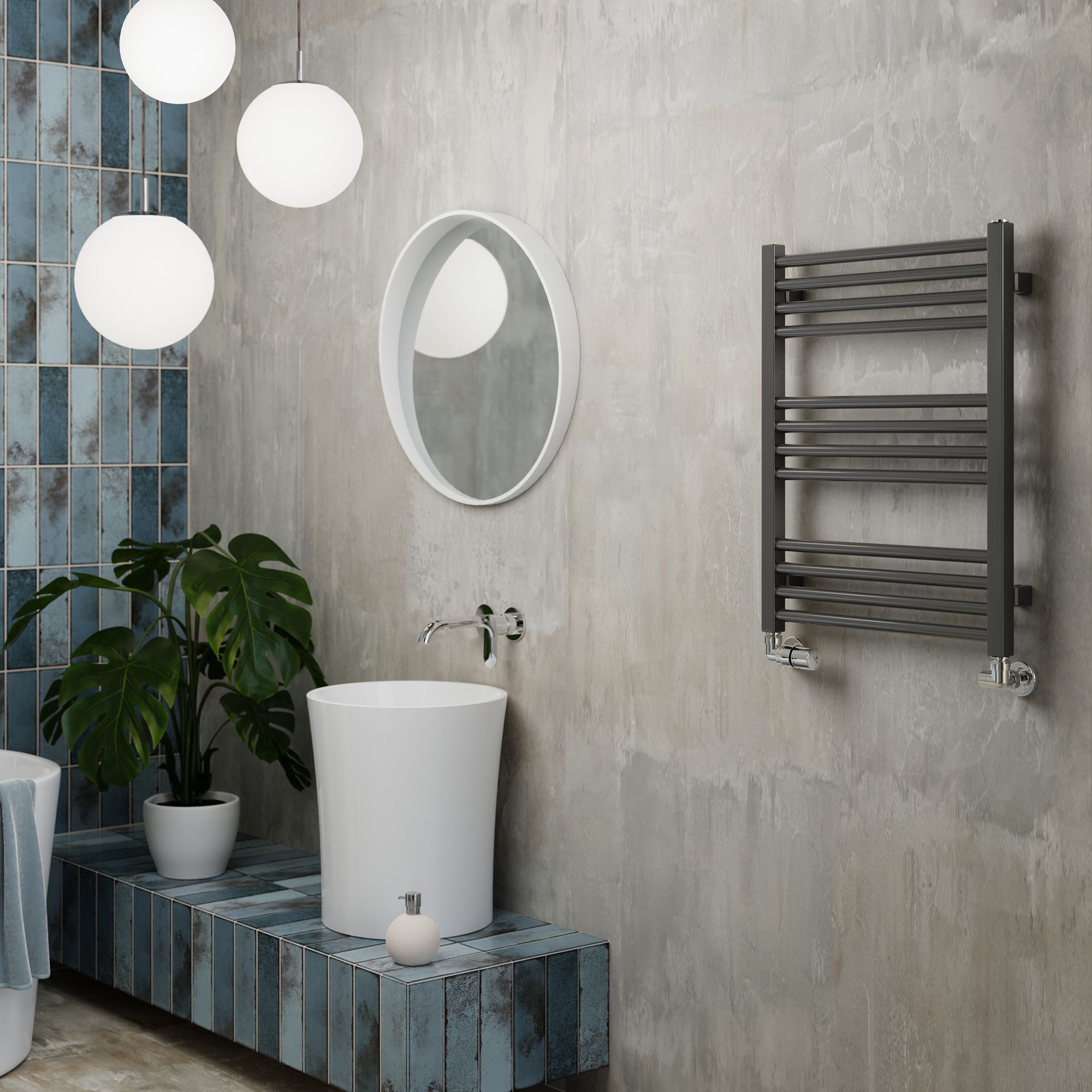 Terma Fiona Grey Flat Towel warmer (W)500mm x (H)660mm