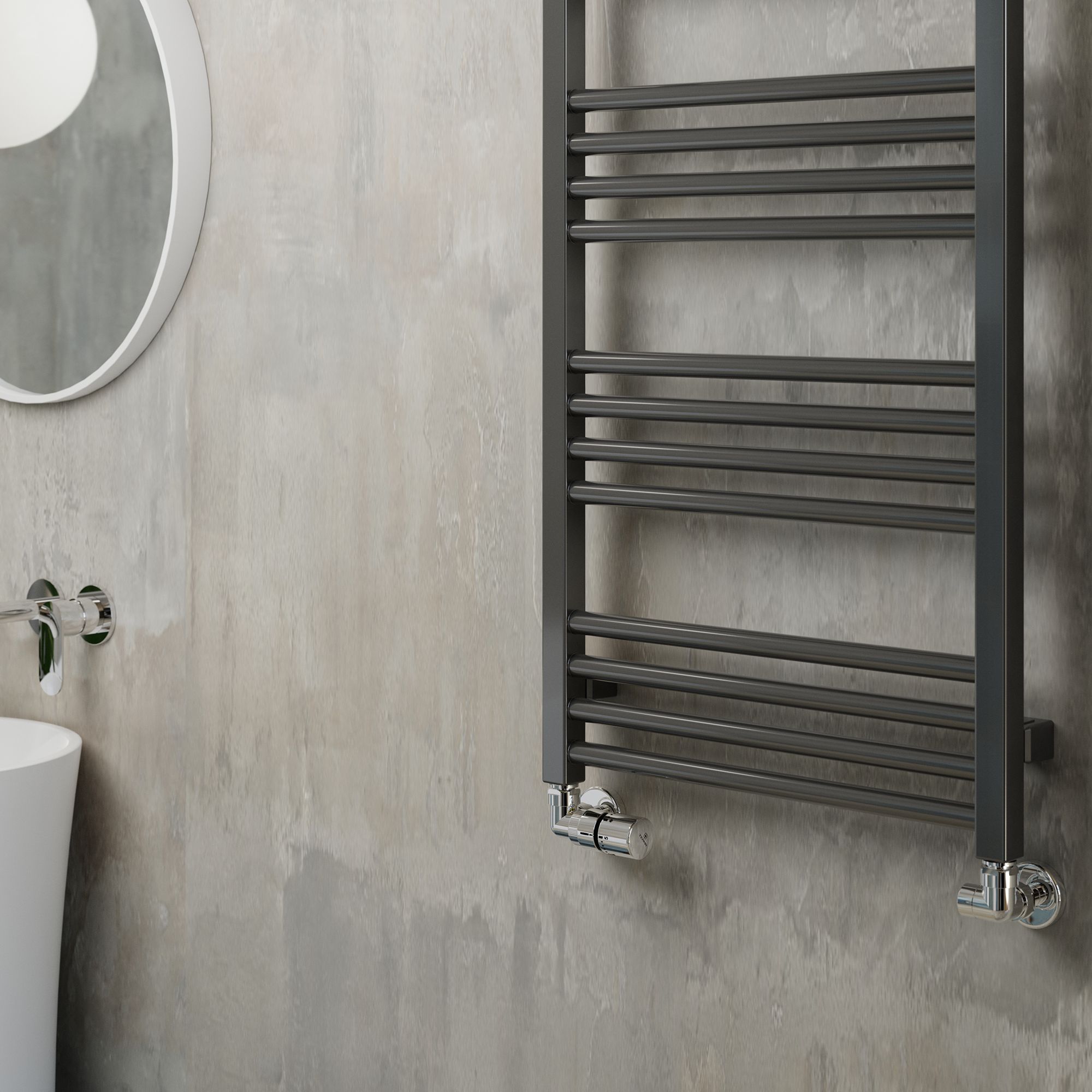 Terma Fiona Grey Flat Towel warmer (W)500mm x (H)900mm