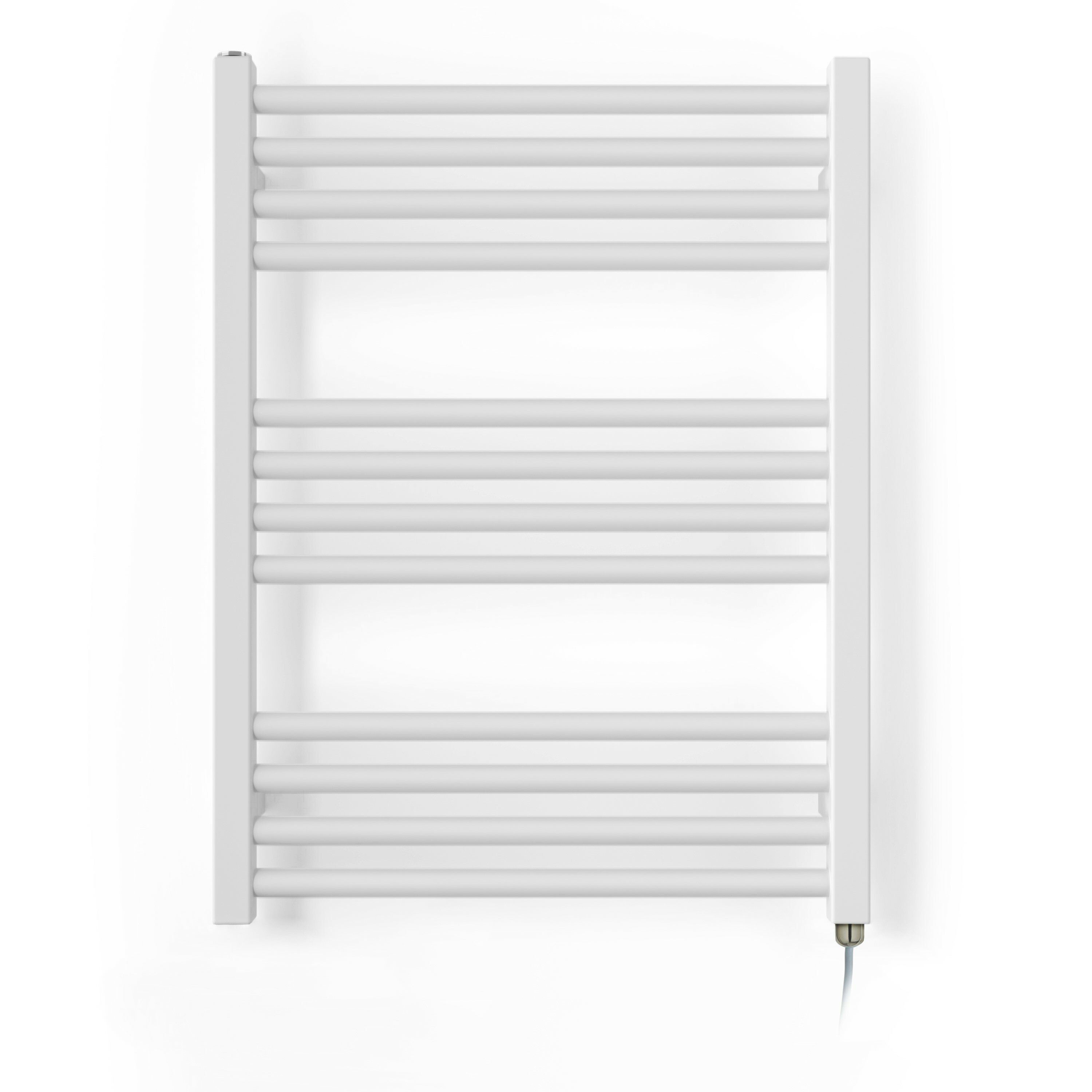Terma Fiona Matt soft white Oil-filled 1023BTU Electric towel radiator (H) 660mm x (W) 500mm