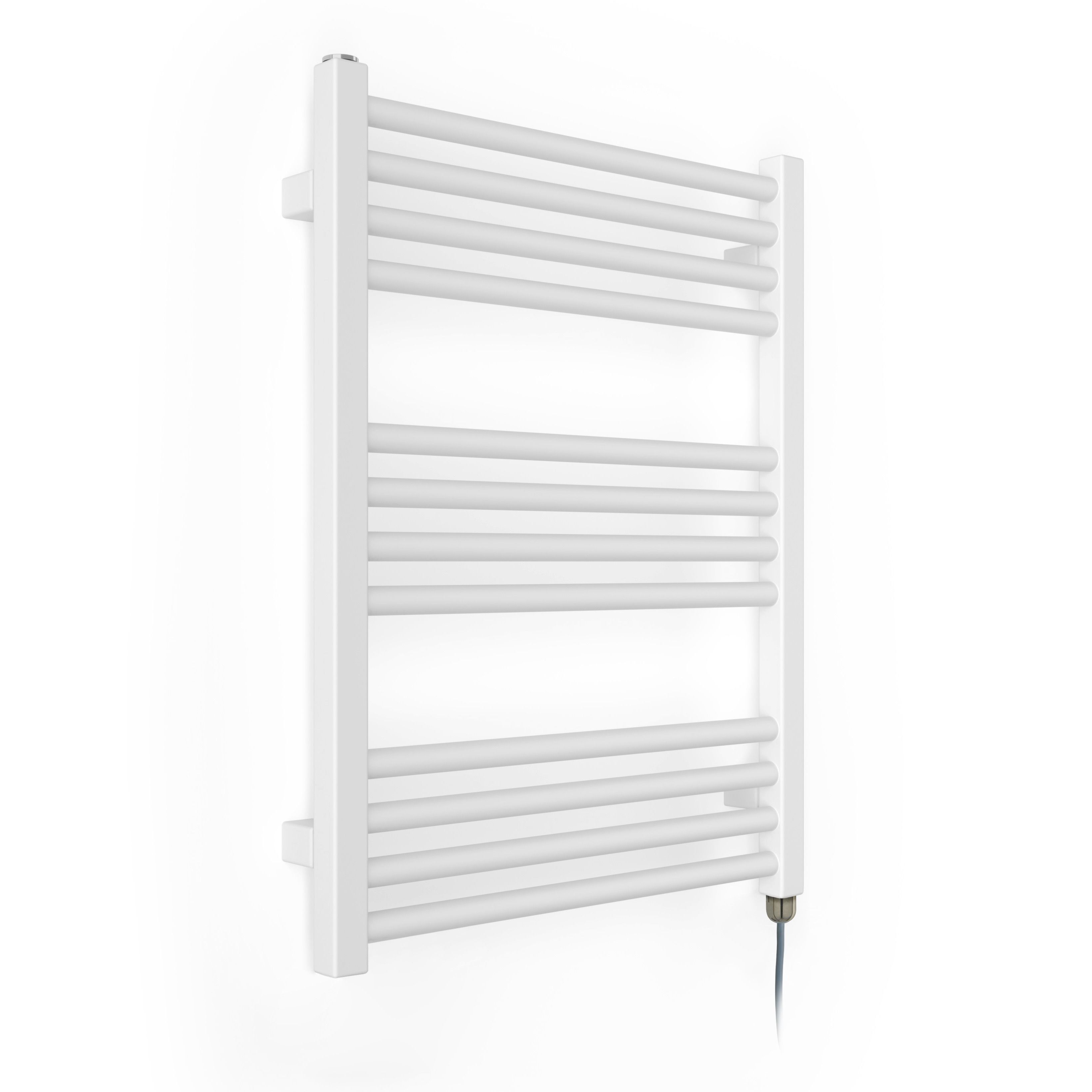 Terma Fiona Matt soft white Oil-filled 1023BTU Electric towel radiator (H) 660mm x (W) 500mm