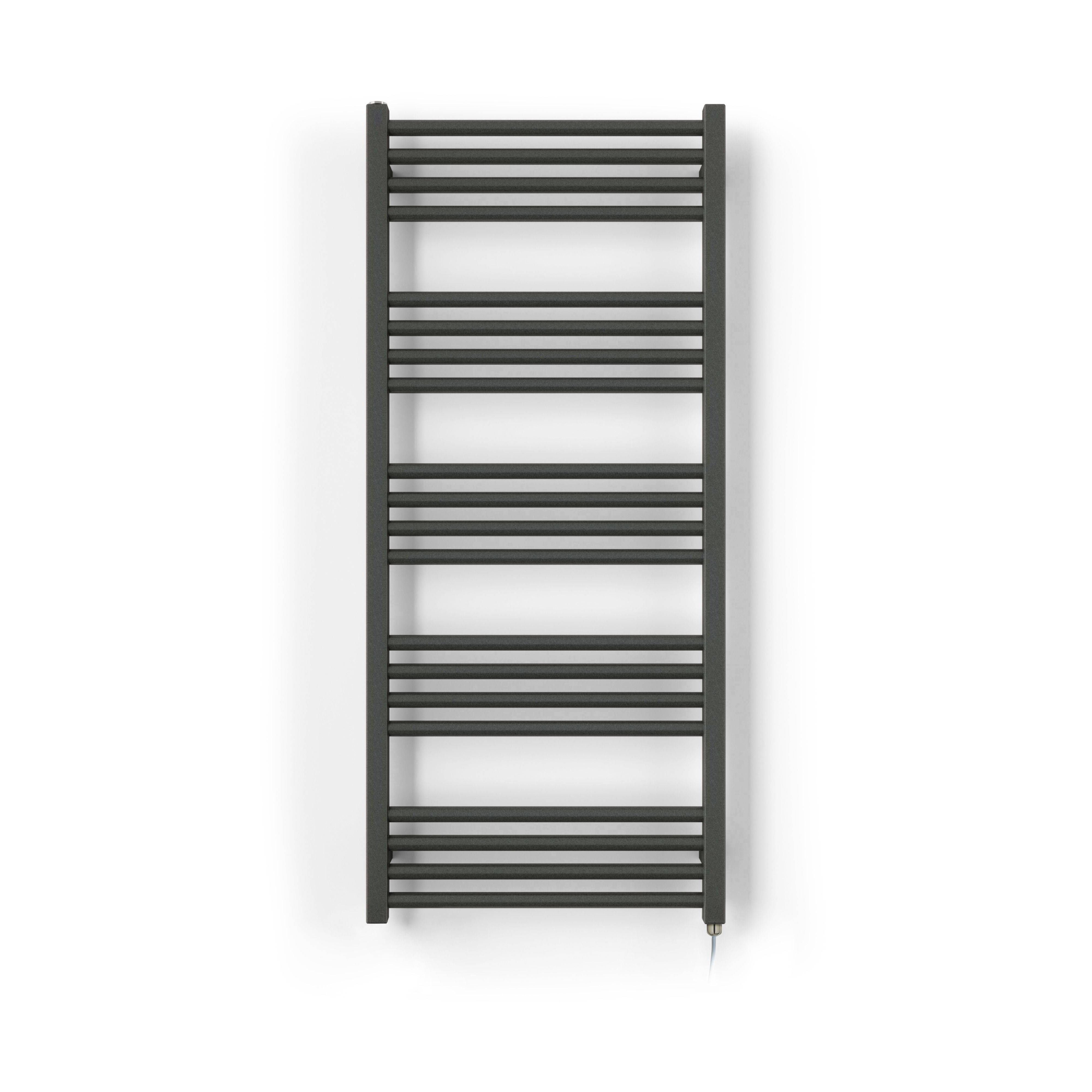 Terma Fiona Matt sparkling grey Oil-filled 2046BTU Electric towel radiator (H) 1140mm x (W) 500mm