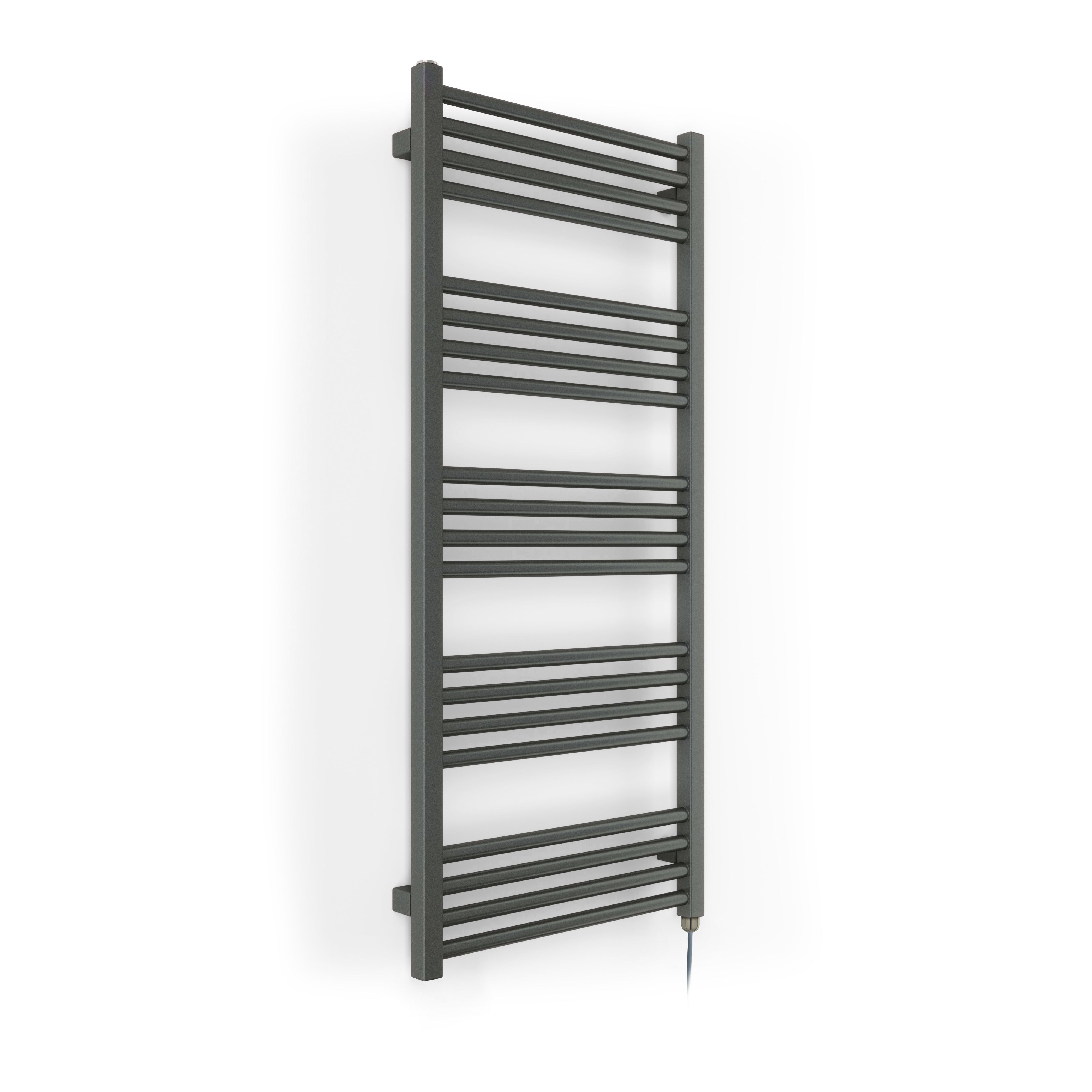 Terma Fiona Matt sparkling grey Oil-filled 2046BTU Electric towel radiator (H) 1140mm x (W) 500mm