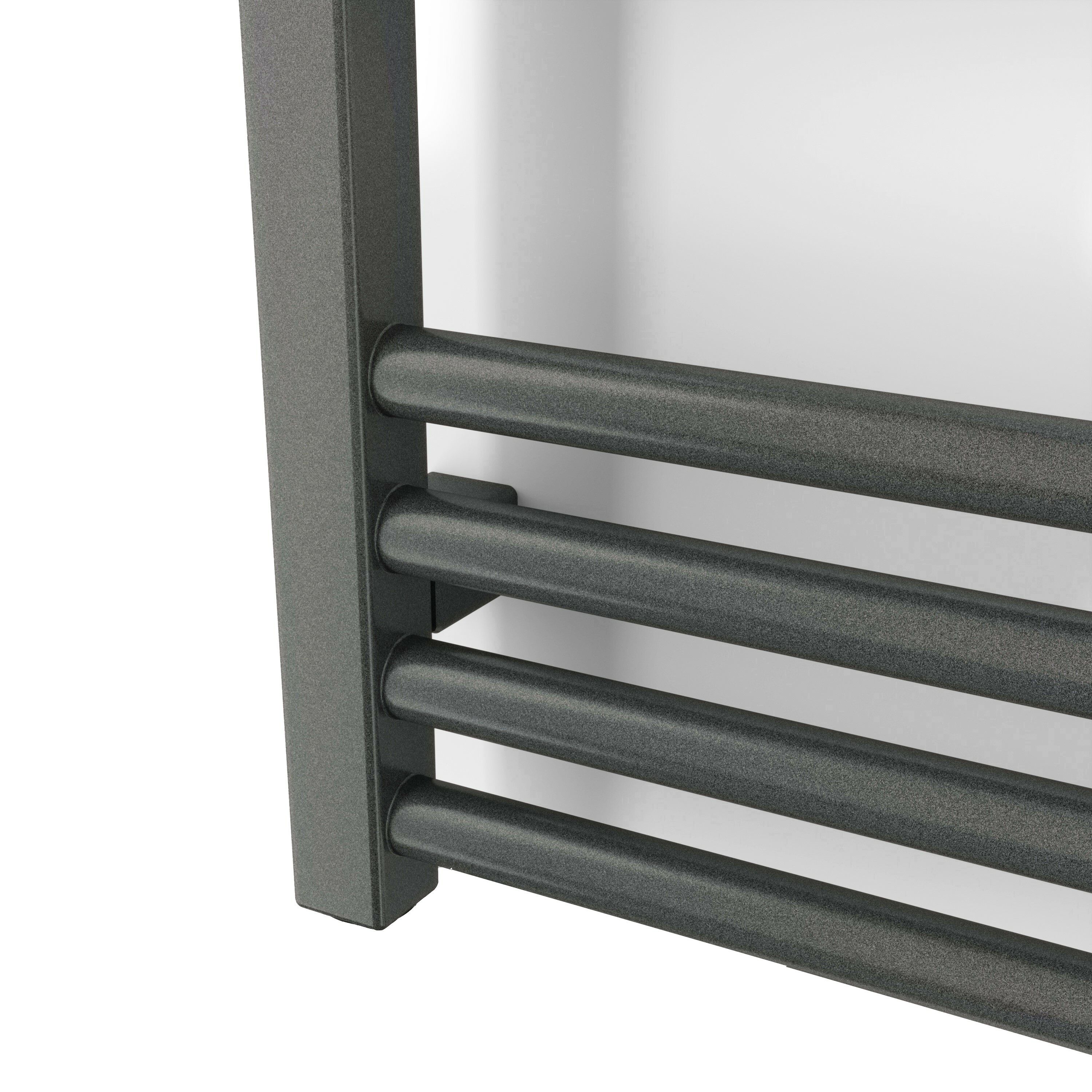 Terma Fiona Matt sparkling grey Oil-filled 2046BTU Electric towel radiator (H) 1140mm x (W) 500mm