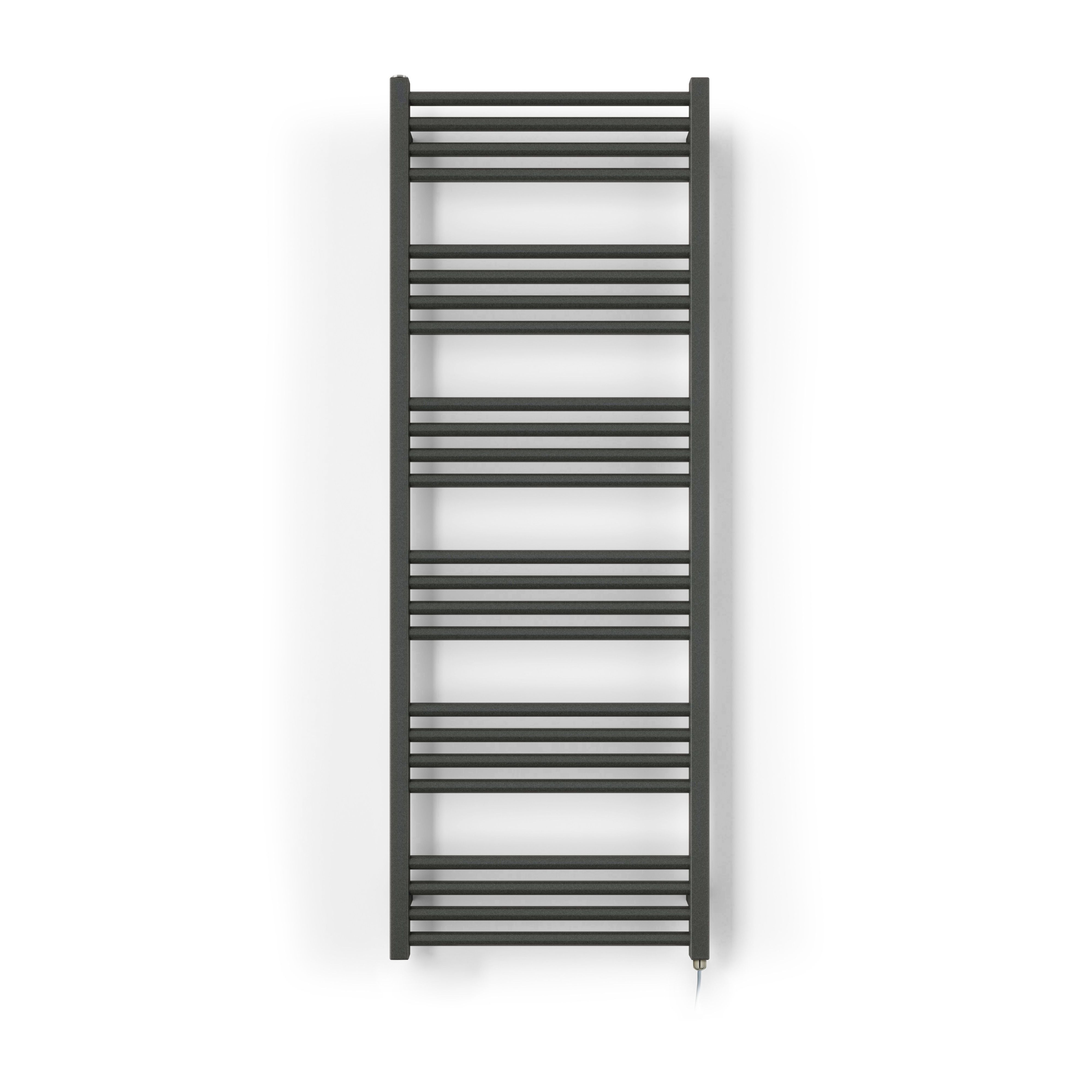 Terma Fiona Matt sparkling grey Oil-filled 2046BTU Electric towel radiator (H) 1380mm x (W) 500mm