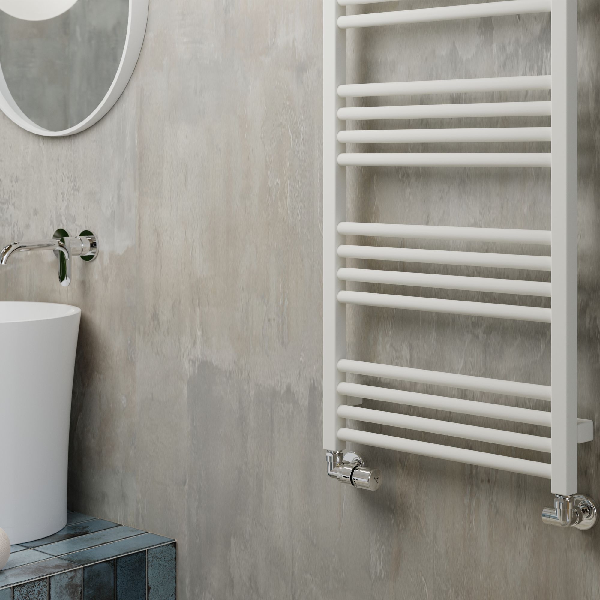 Terma Fiona White Flat Towel warmer (W)500mm x (H)1140mm