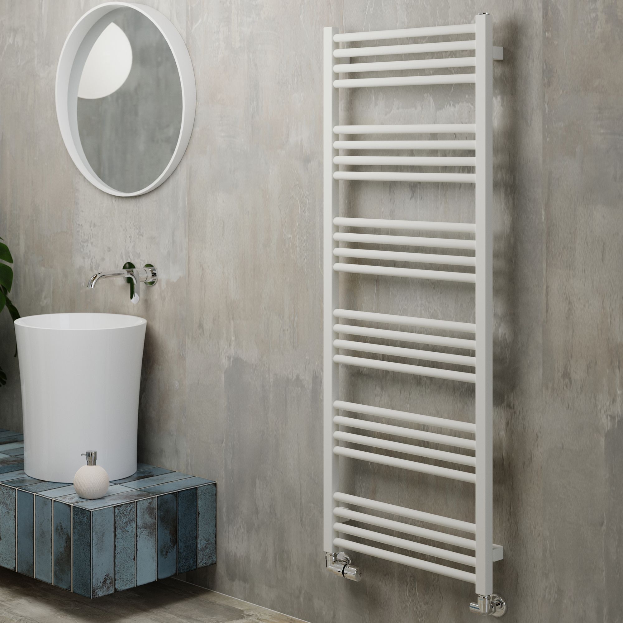 Terma Fiona White Flat Towel warmer (W)500mm x (H)1380mm