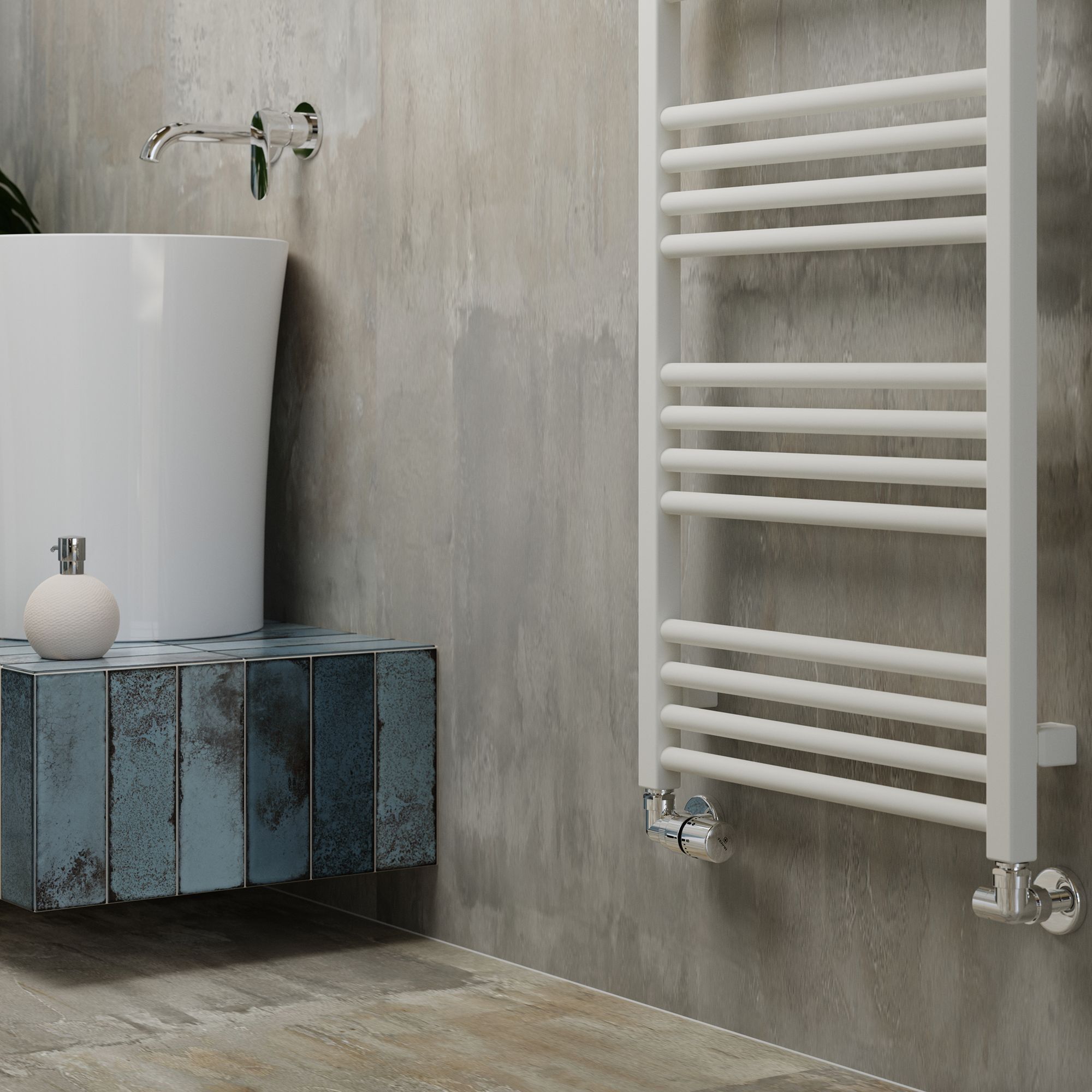 Terma Fiona White Flat Towel warmer (W)500mm x (H)1380mm