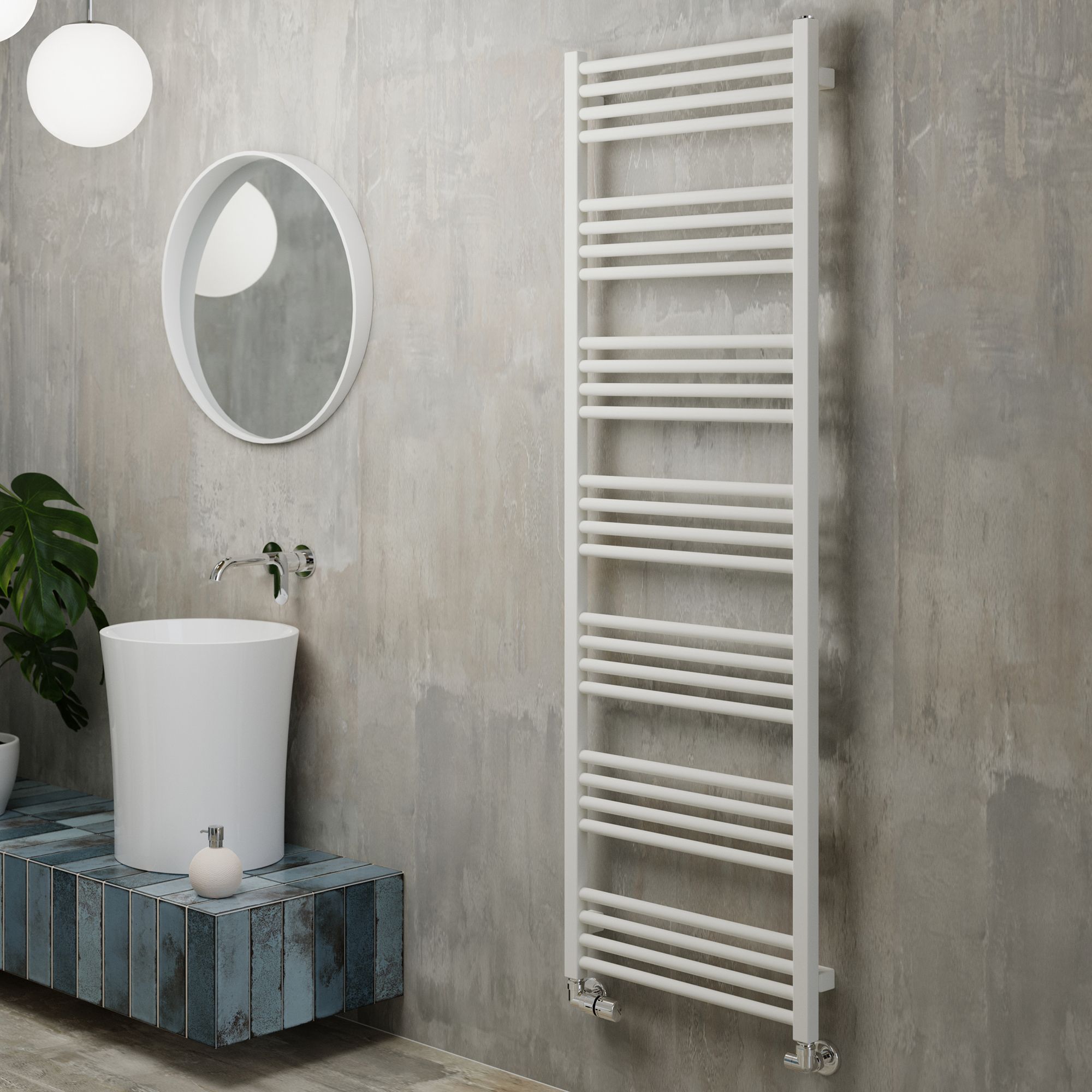 Terma Fiona White Flat Towel warmer (W)500mm x (H)1620mm