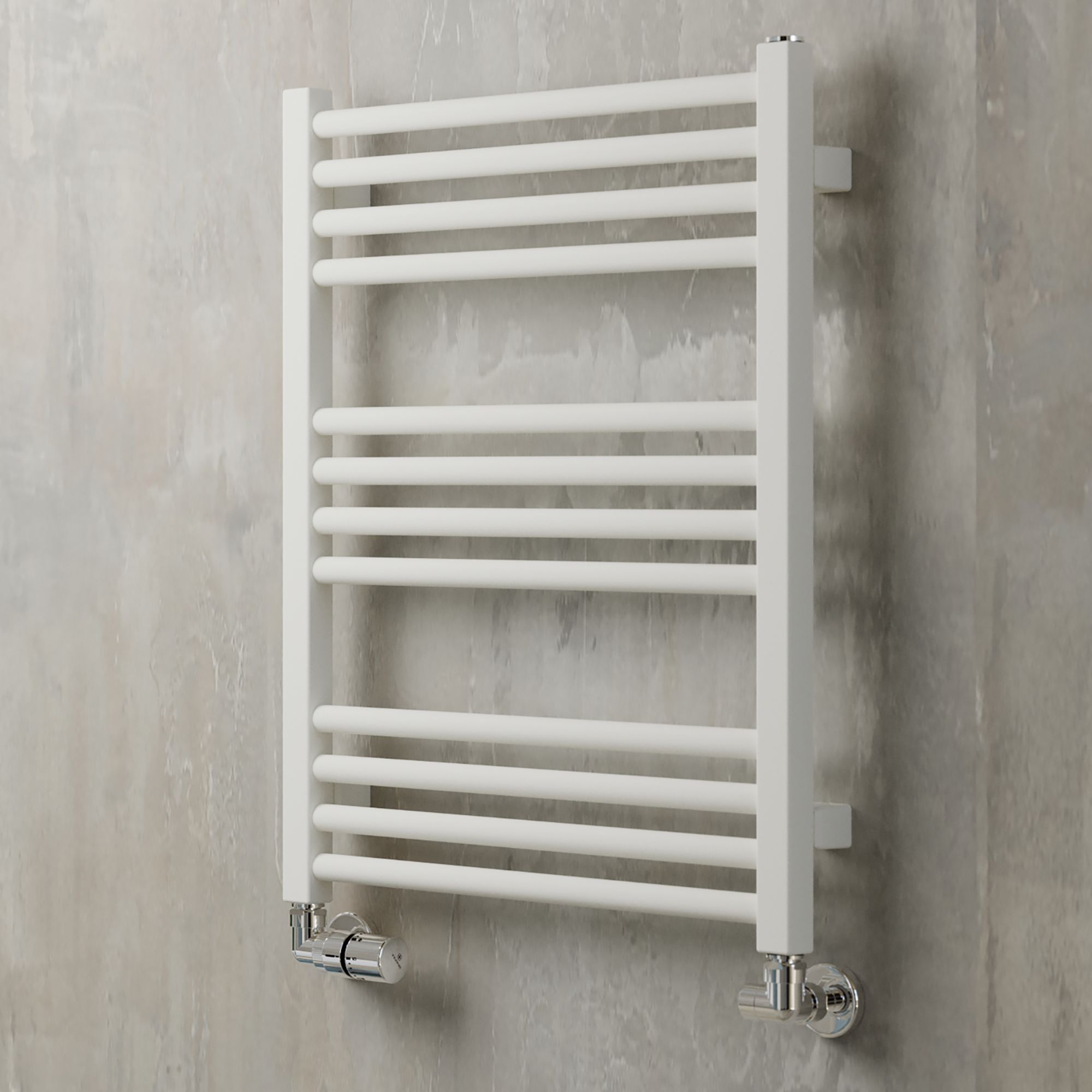 Terma Fiona White Flat Towel warmer (W)500mm x (H)660mm