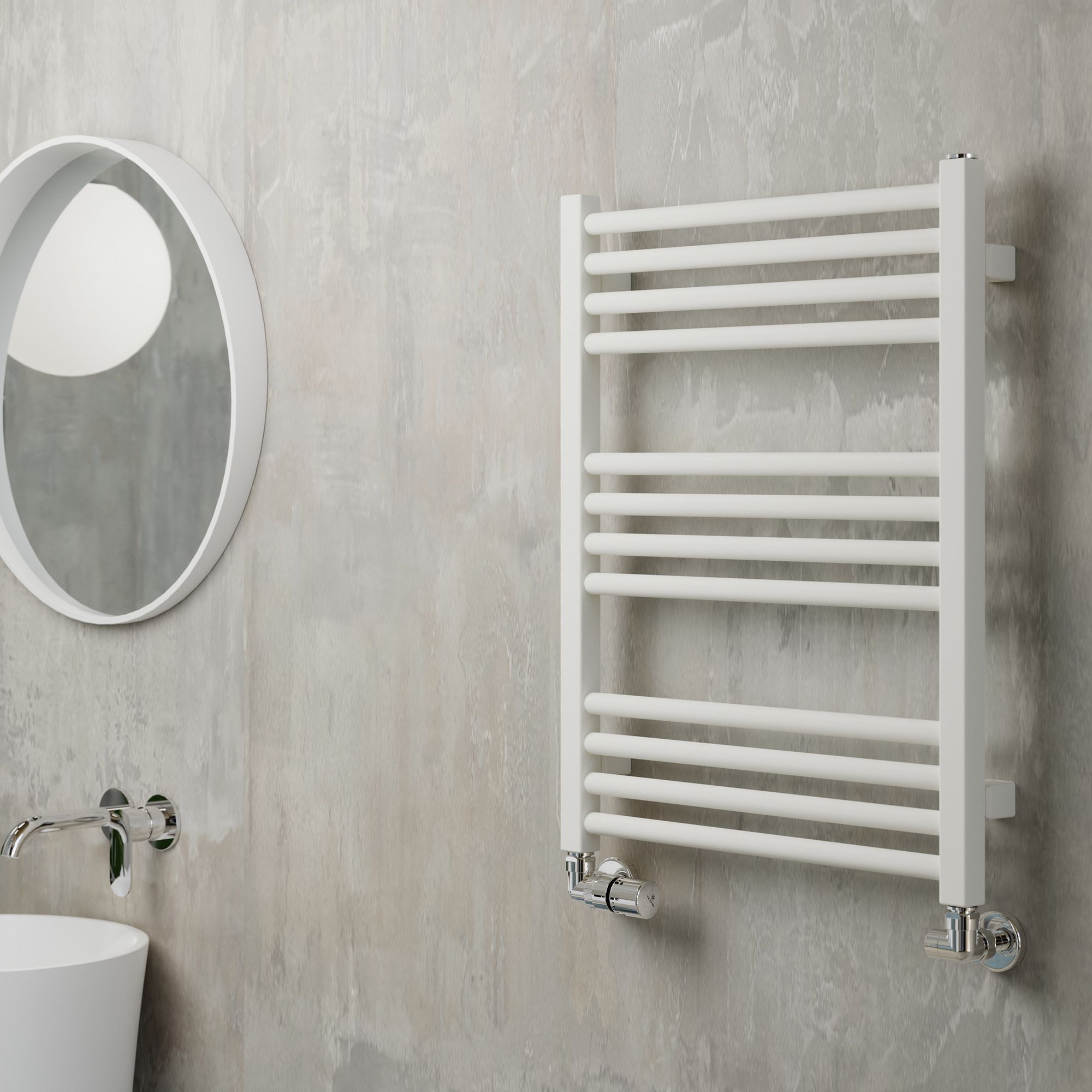 Terma Fiona White Flat Towel warmer (W)500mm x (H)660mm