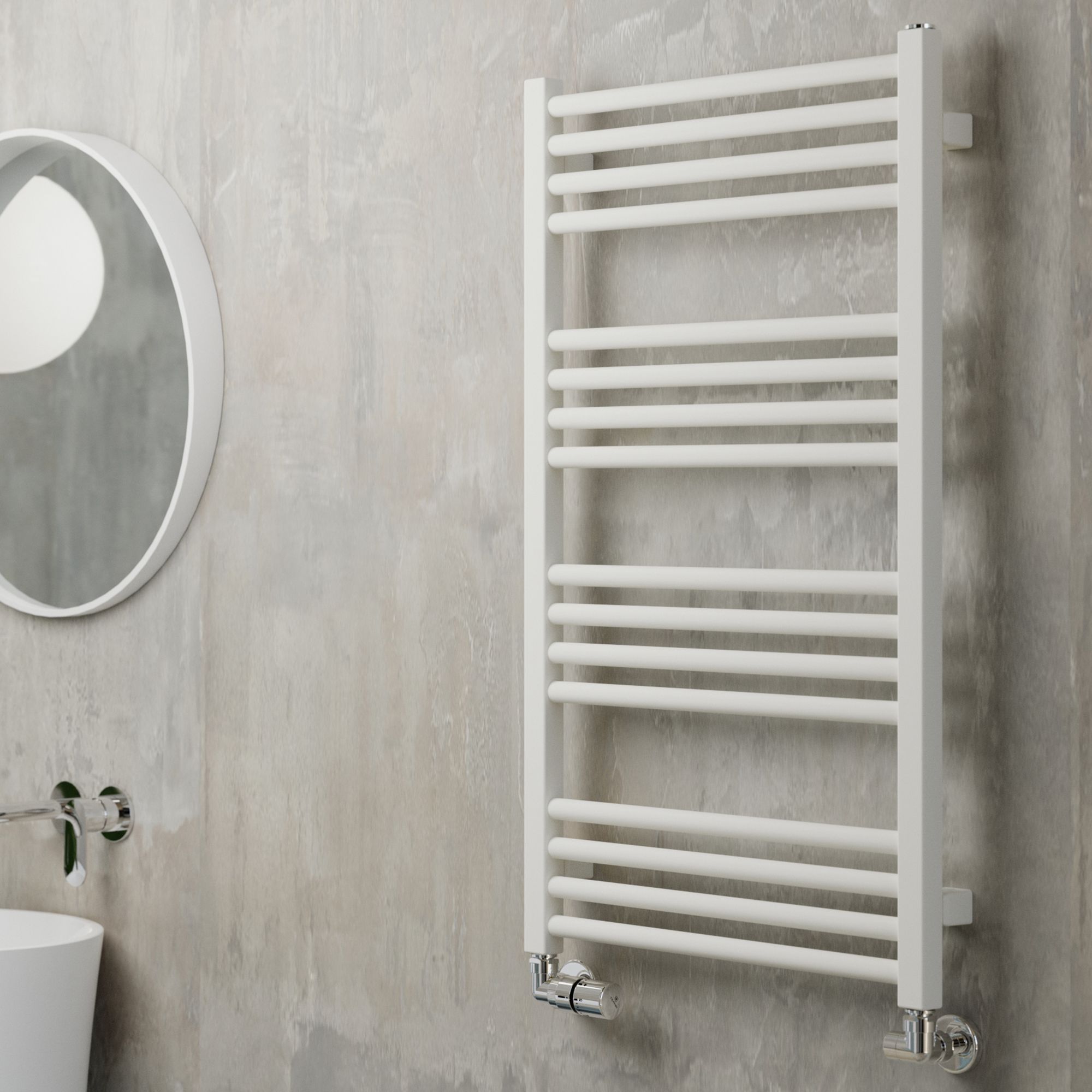 Terma Fiona White Flat Towel warmer (W)500mm x (H)900mm