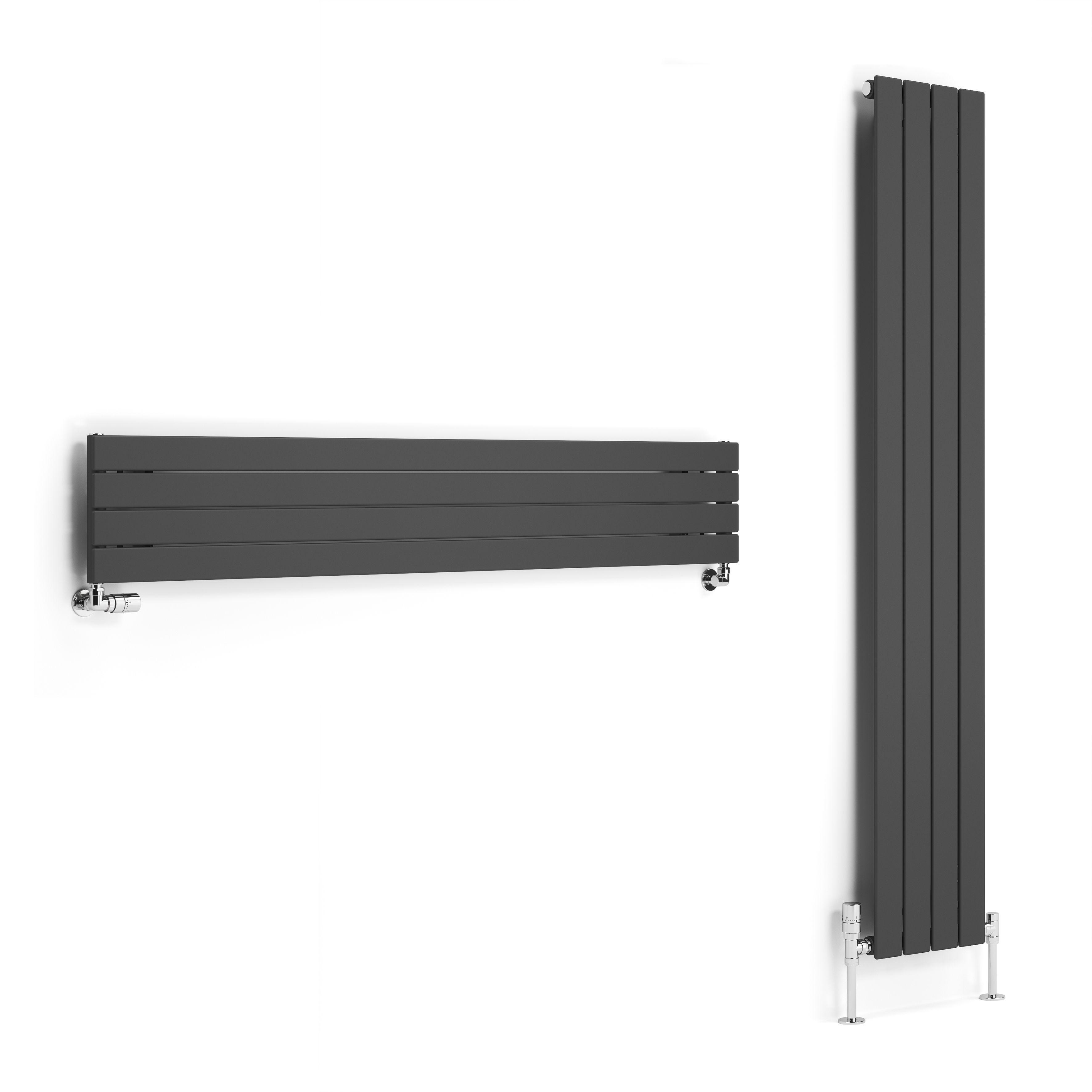 Terma Forte Metallic Grey Hydronic Horizontal or vertical Designer 1780BTU Radiator, (W)292mm x (H)1800mm