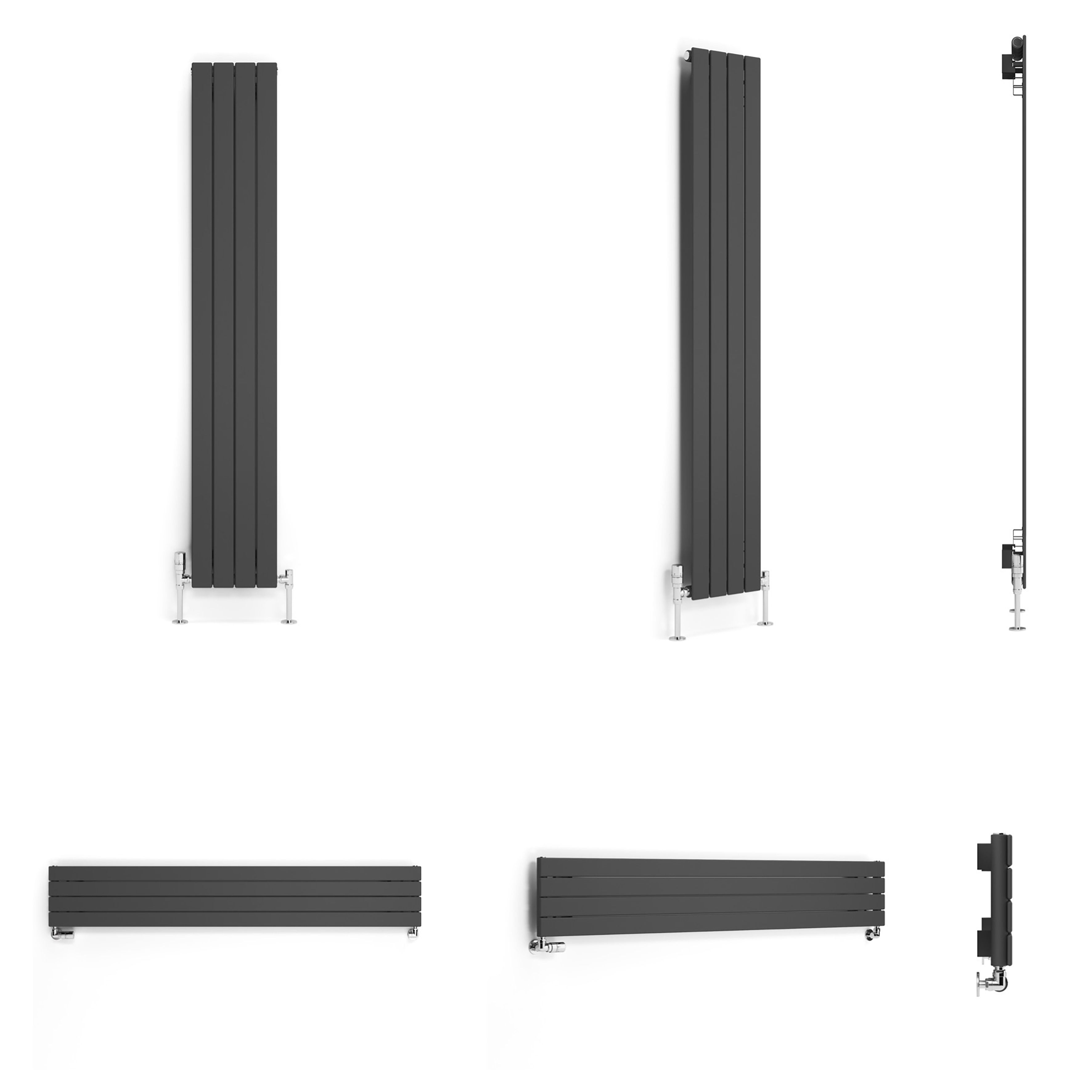 Terma Forte Metallic Grey Hydronic Horizontal or vertical Designer 1780BTU Radiator, (W)292mm x (H)1800mm