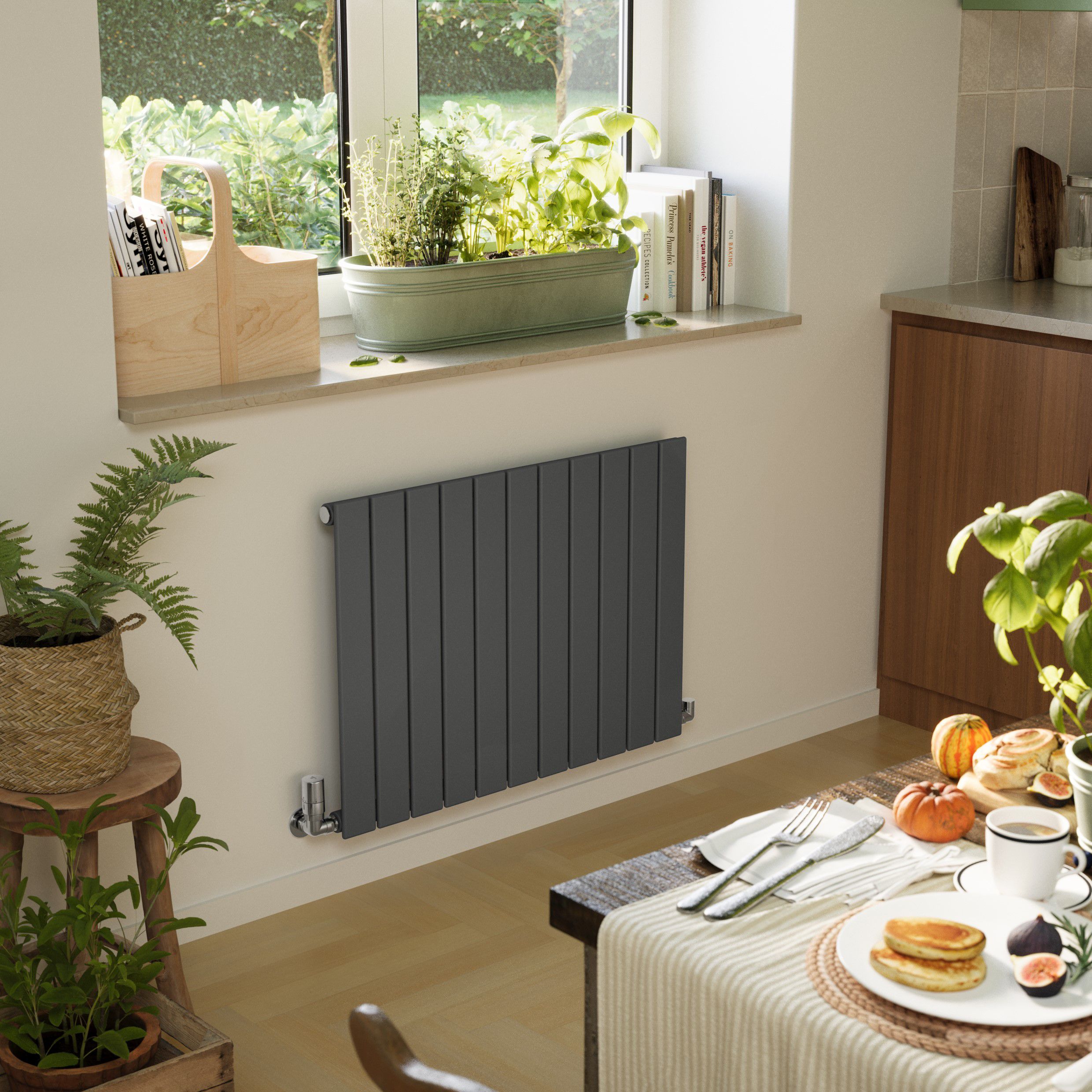 Terma Forte Metallic Grey Hydronic Horizontal or vertical Designer 1903BTU Radiator, (W)810mm x (H)600mm