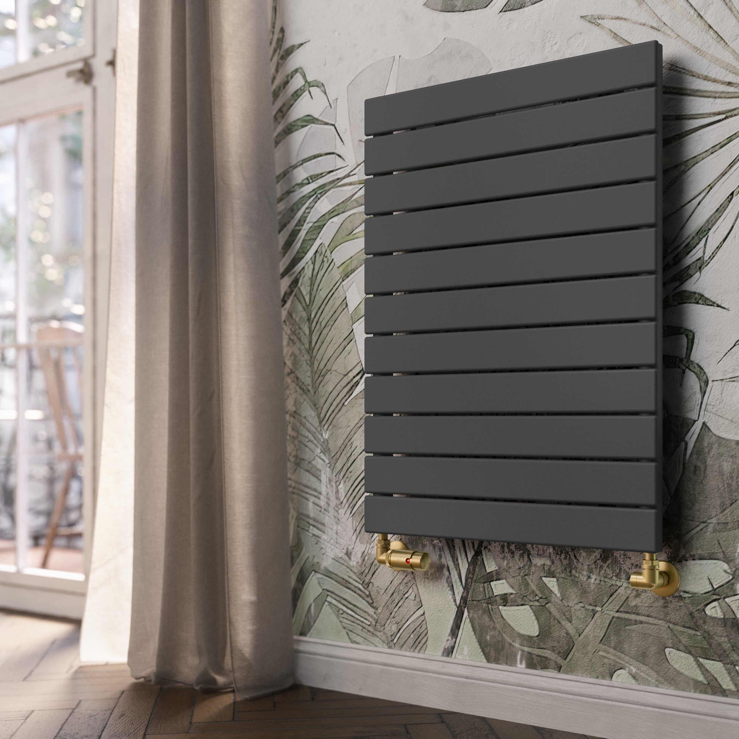 Terma Forte Metallic Grey Hydronic Horizontal or vertical Designer 1903BTU Radiator, (W)810mm x (H)600mm