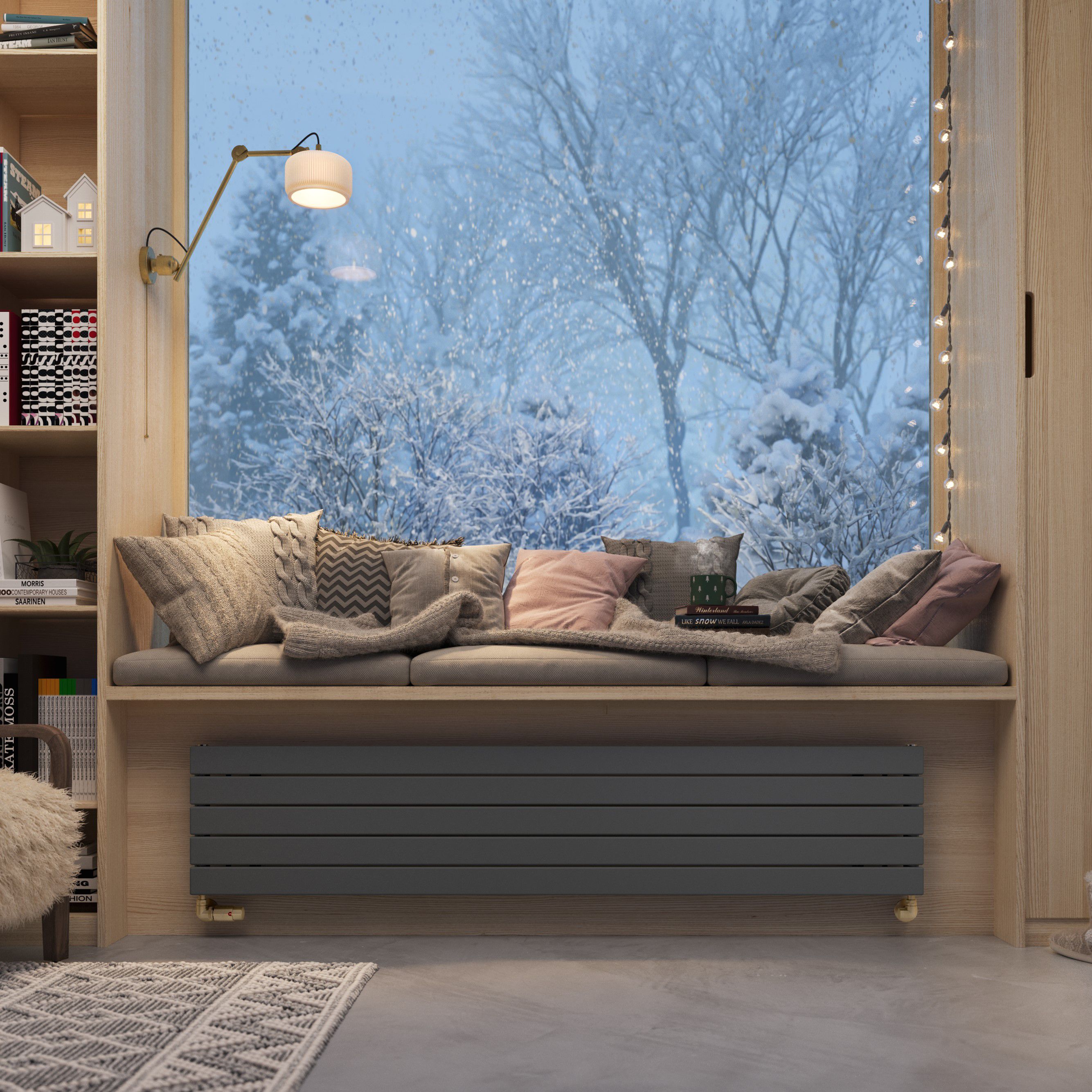 Terma Forte Metallic Grey Hydronic Horizontal or vertical Designer 2223BTU Radiator, (W)366mm x (H)1800mm
