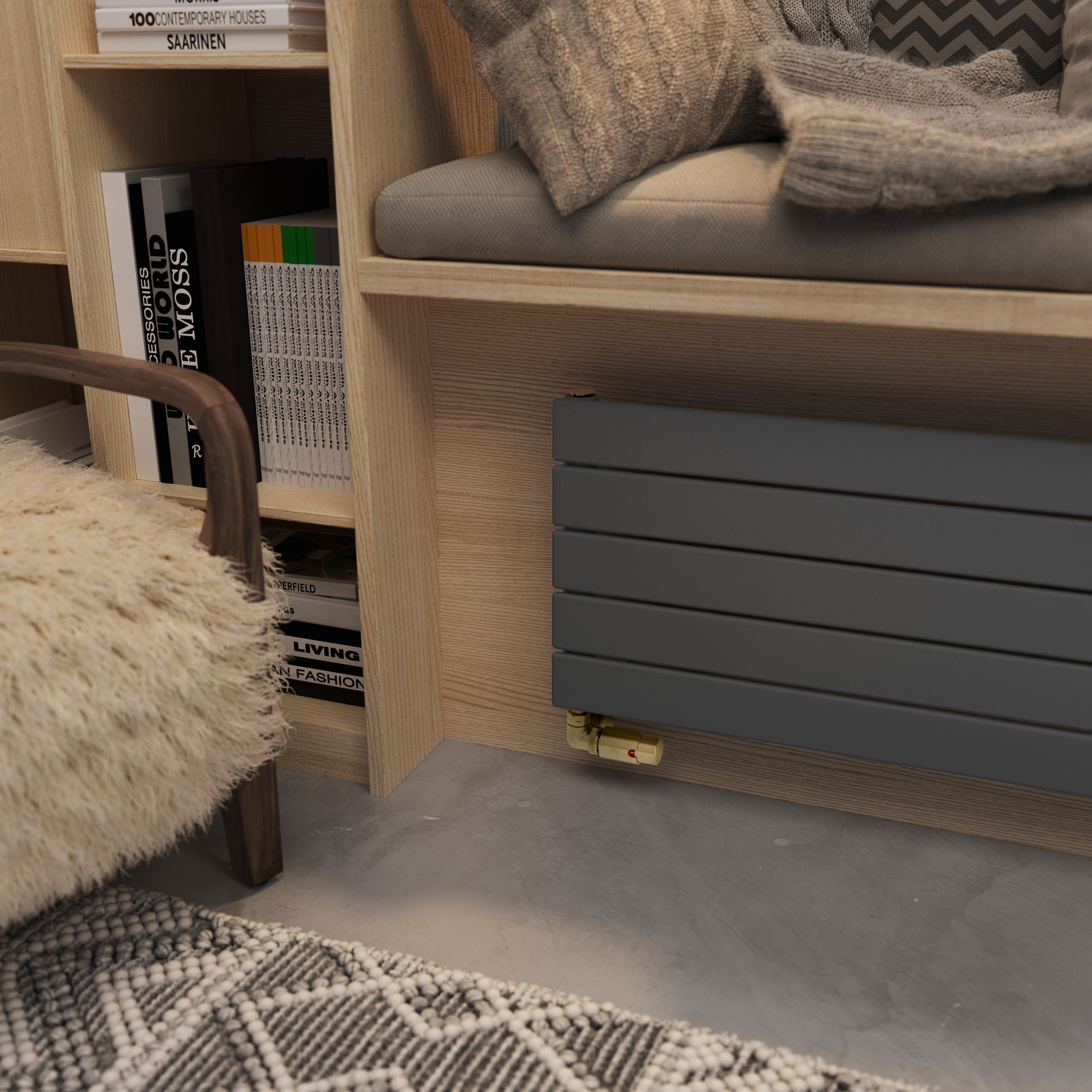 Terma Forte Metallic Grey Hydronic Horizontal or vertical Designer 2223BTU Radiator, (W)366mm x (H)1800mm