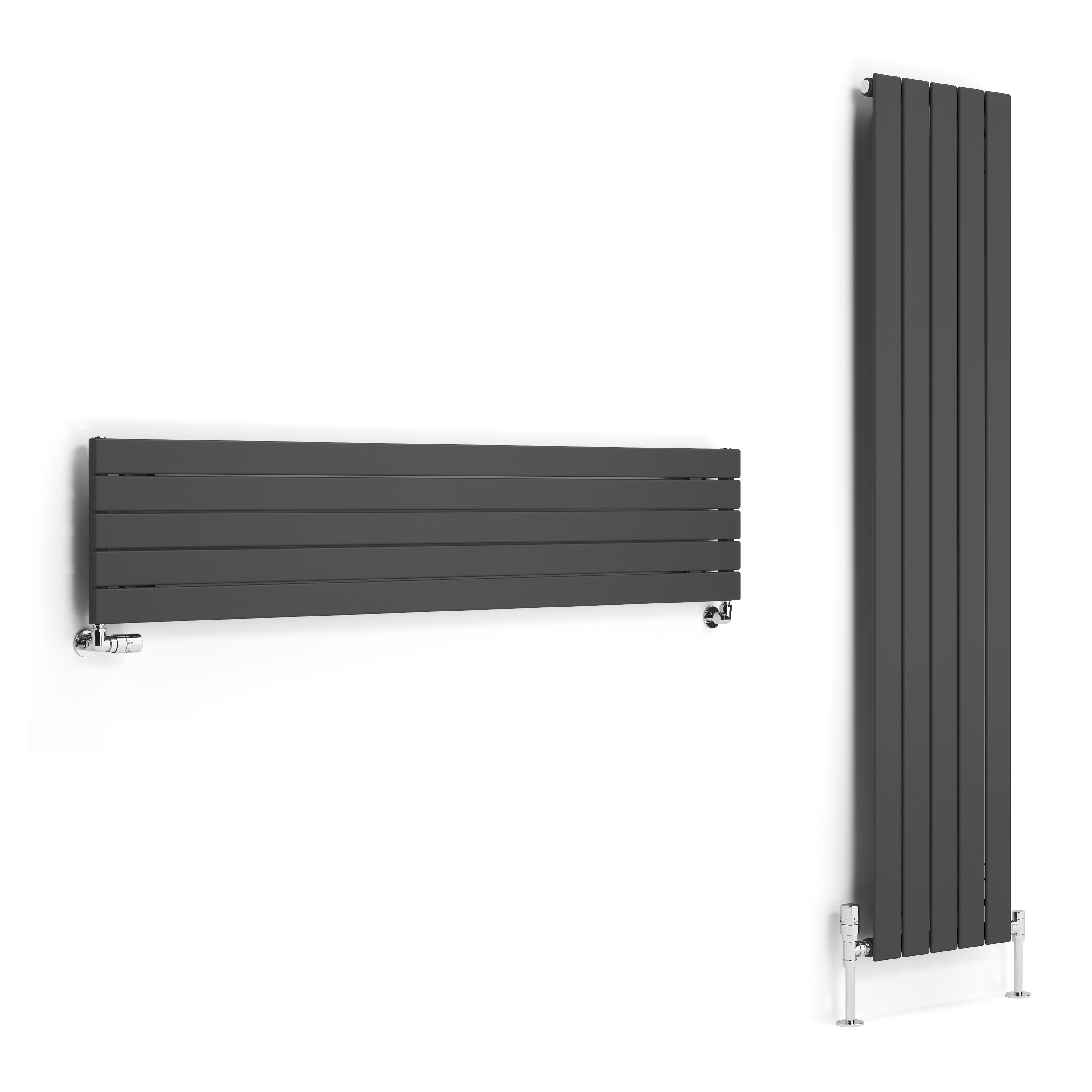 Terma Forte Metallic Grey Hydronic Horizontal or vertical Designer 2223BTU Radiator, (W)366mm x (H)1800mm