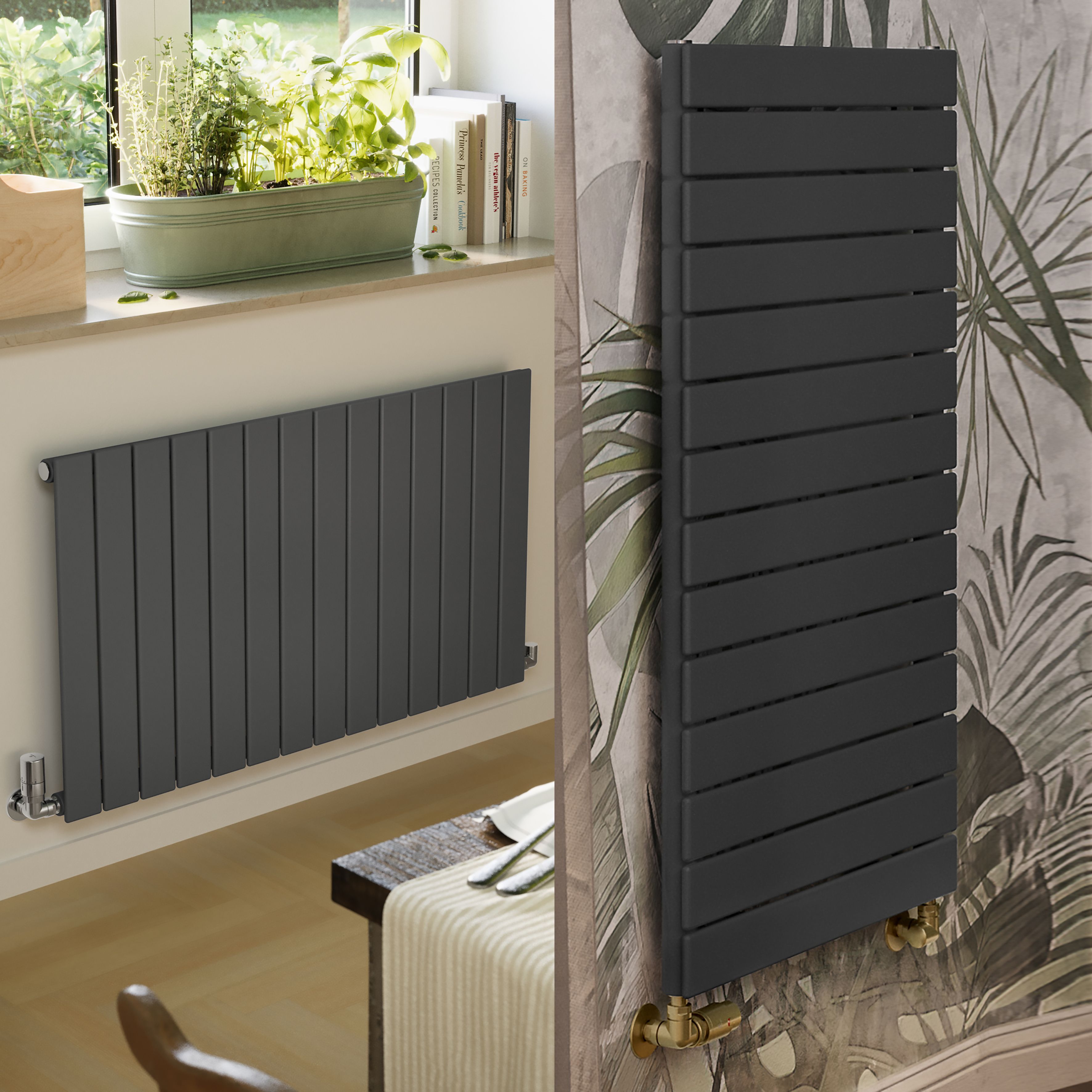 Terma Forte Metallic Grey Hydronic Horizontal or vertical Designer 2425BTU Radiator, (W)1032mm x (H)600mm