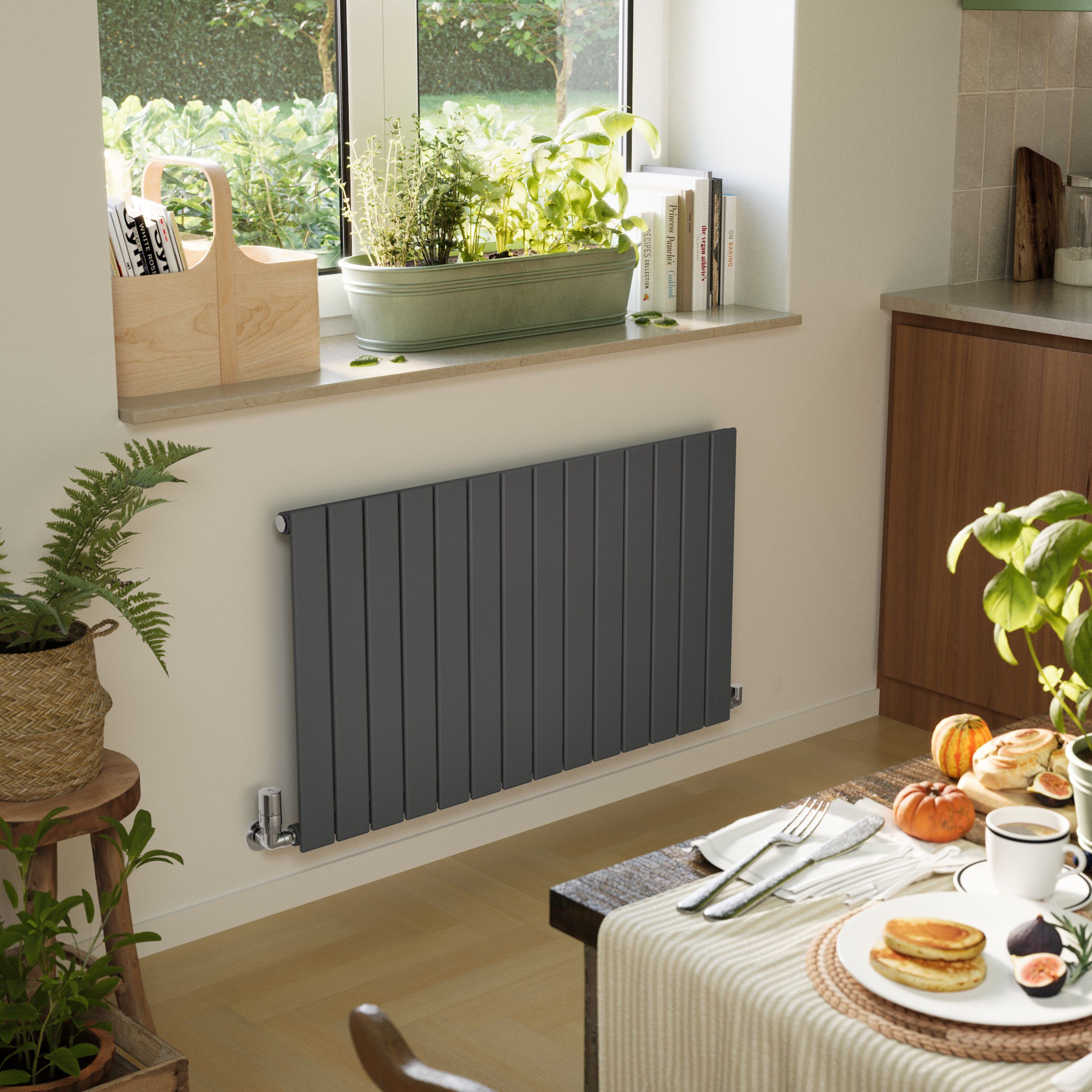 Terma Forte Metallic Grey Hydronic Horizontal or vertical Designer 2425BTU Radiator, (W)1032mm x (H)600mm