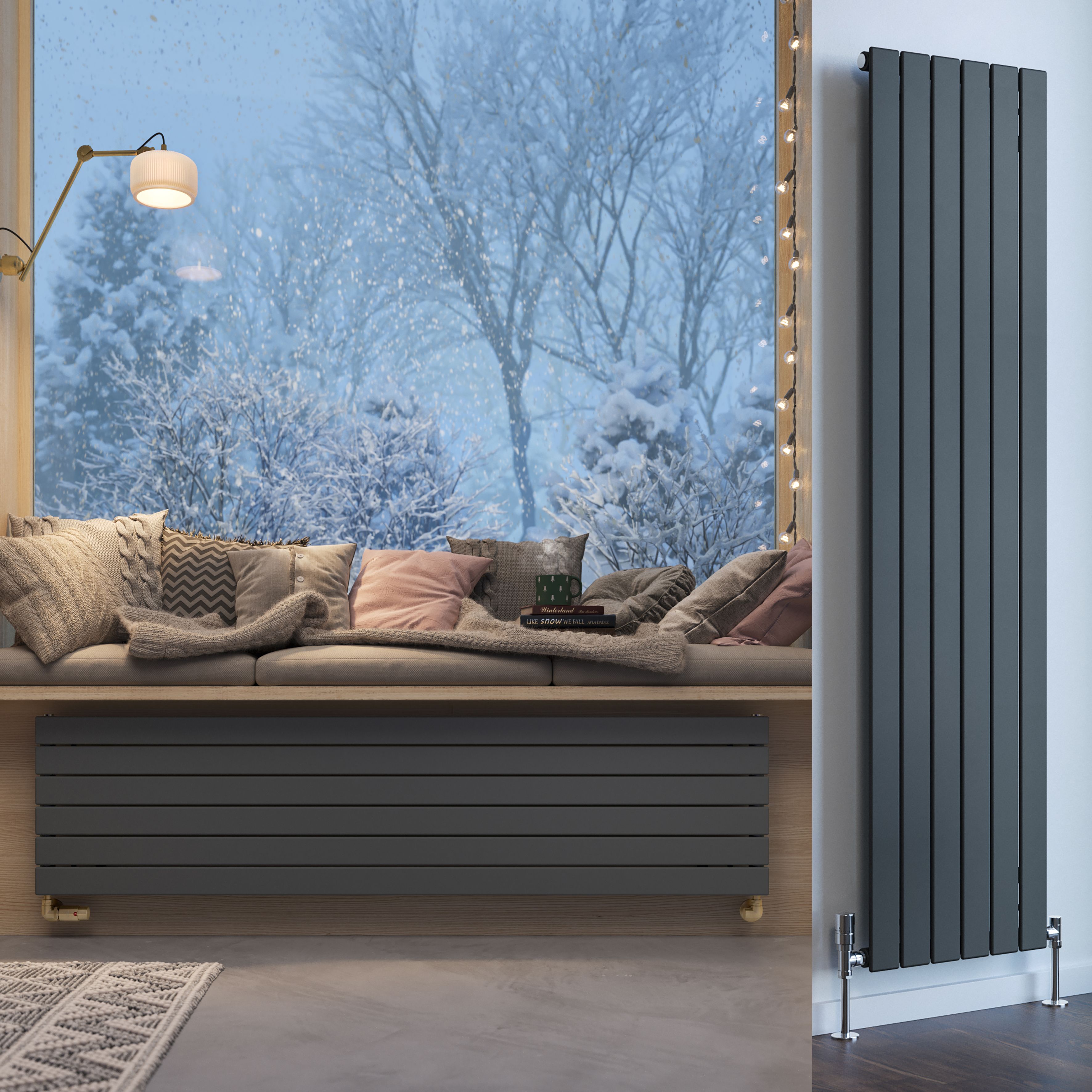 Terma Forte Metallic Grey Hydronic Horizontal or vertical Designer 2667BTU Radiator, (W)440mm x (H)1800mm