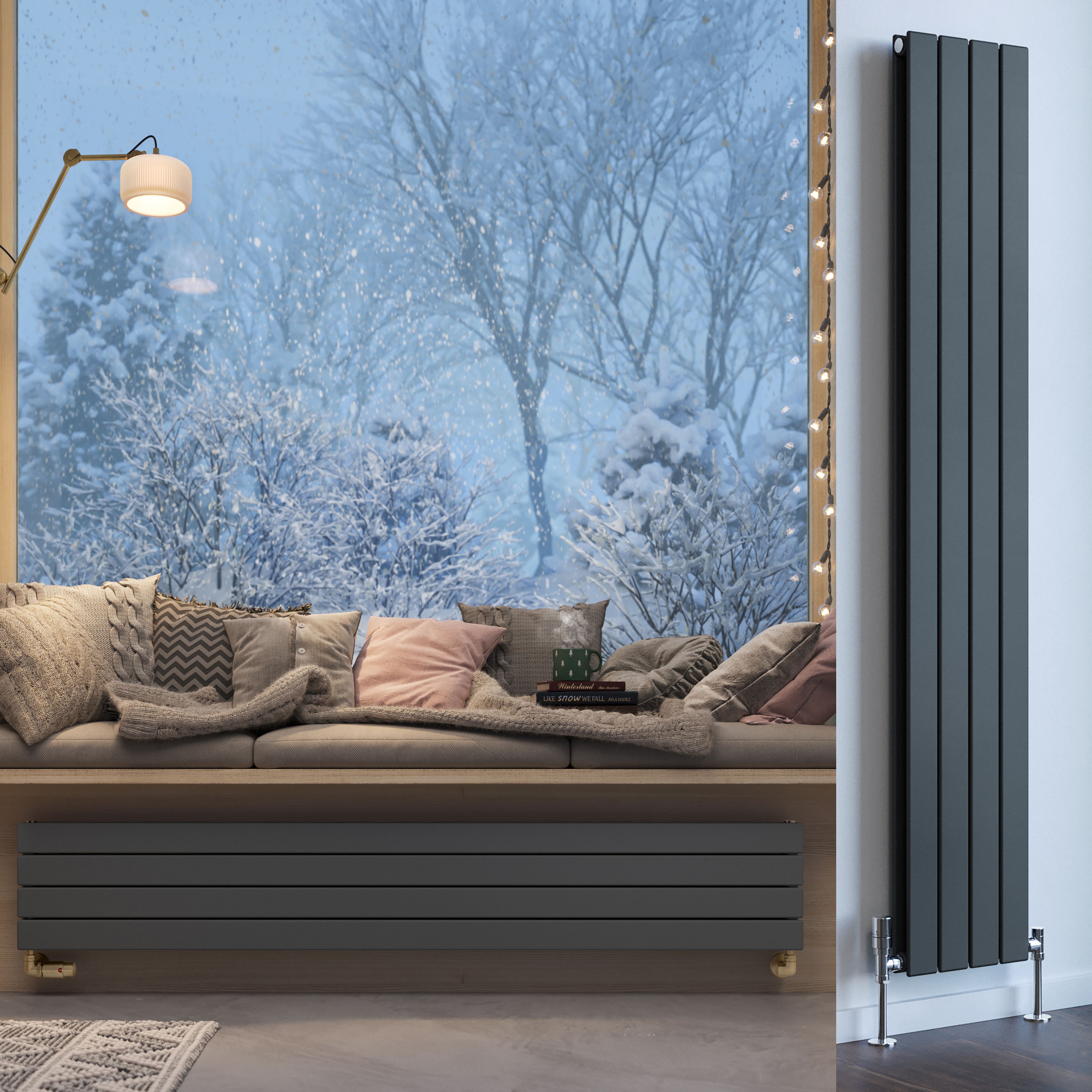 Terma Forte Metallic Grey Hydronic Horizontal or vertical Designer 2776BTU Radiator, (W)292mm x (H)1800mm