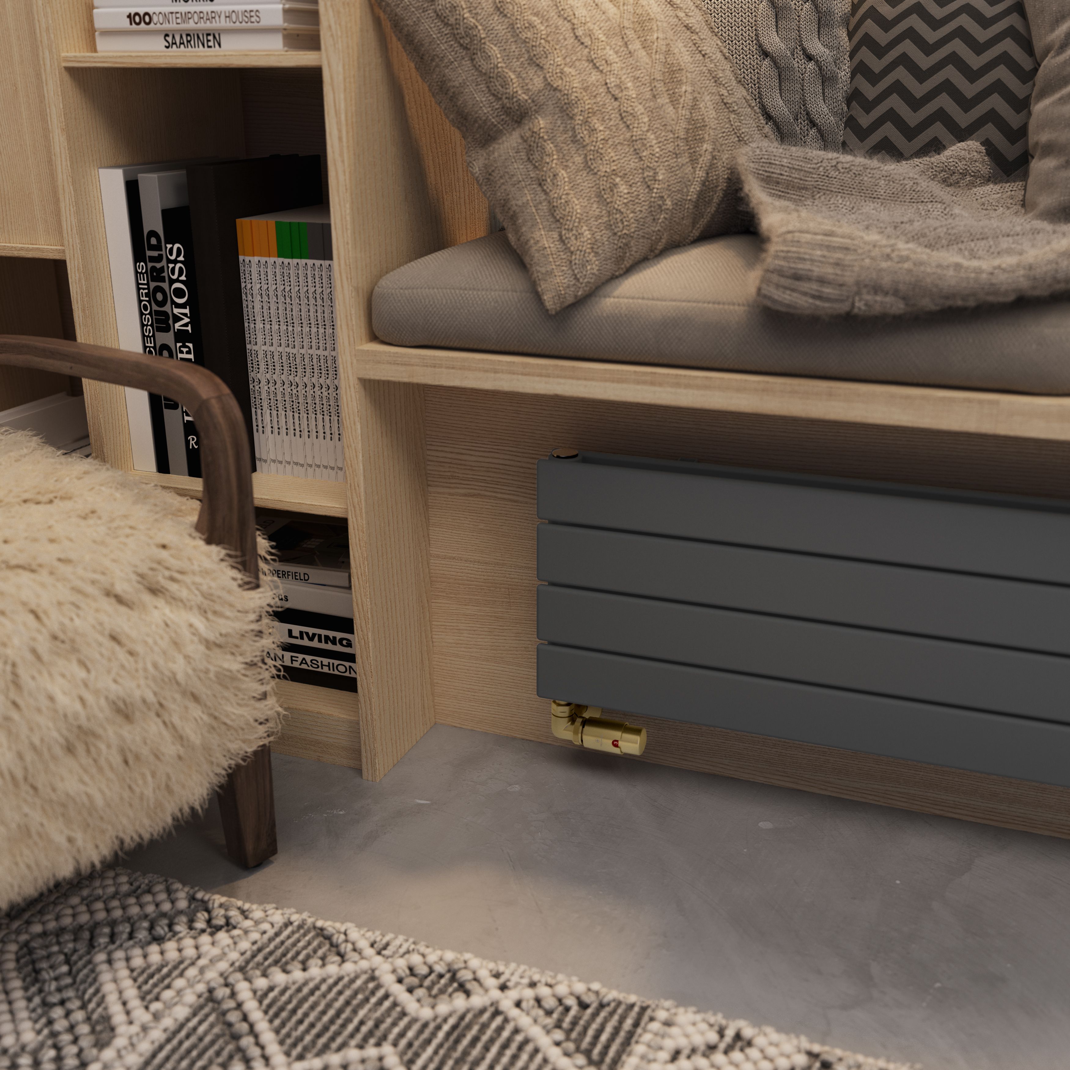 Terma Forte Metallic Grey Hydronic Horizontal or vertical Designer 2776BTU Radiator, (W)292mm x (H)1800mm