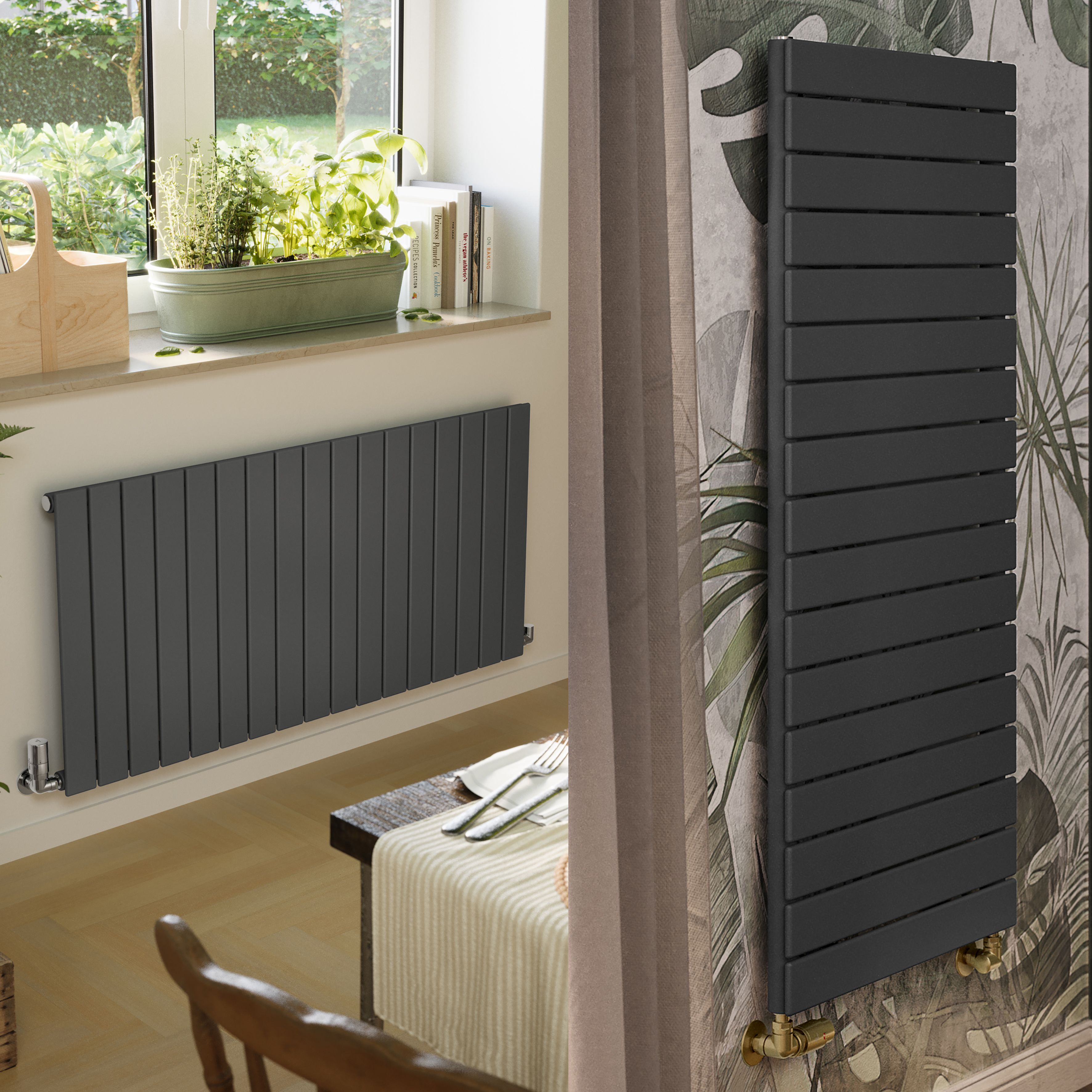 Terma Forte Metallic Grey Hydronic Horizontal or vertical Designer 2939BTU Radiator, (W)1254mm x (H)600mm