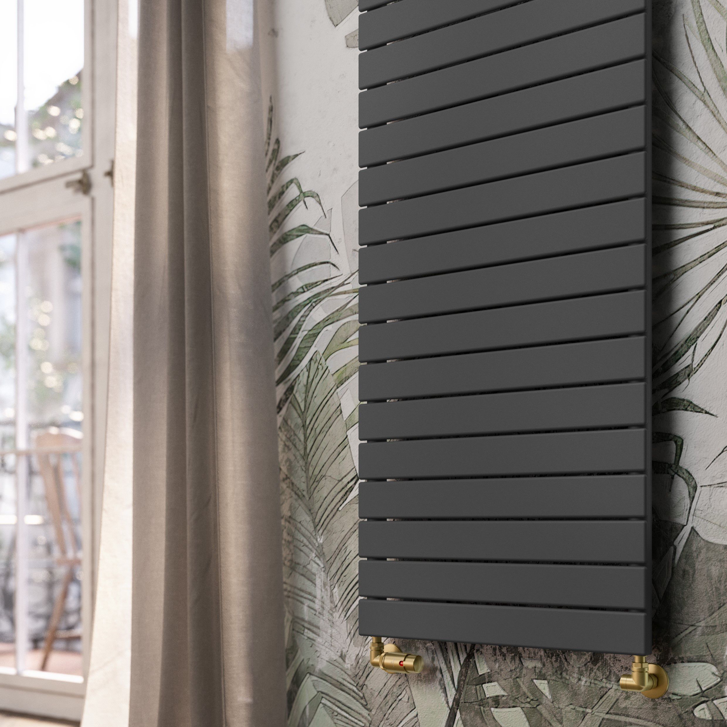 Terma Forte Metallic Grey Hydronic Horizontal or vertical Designer 2939BTU Radiator, (W)1254mm x (H)600mm