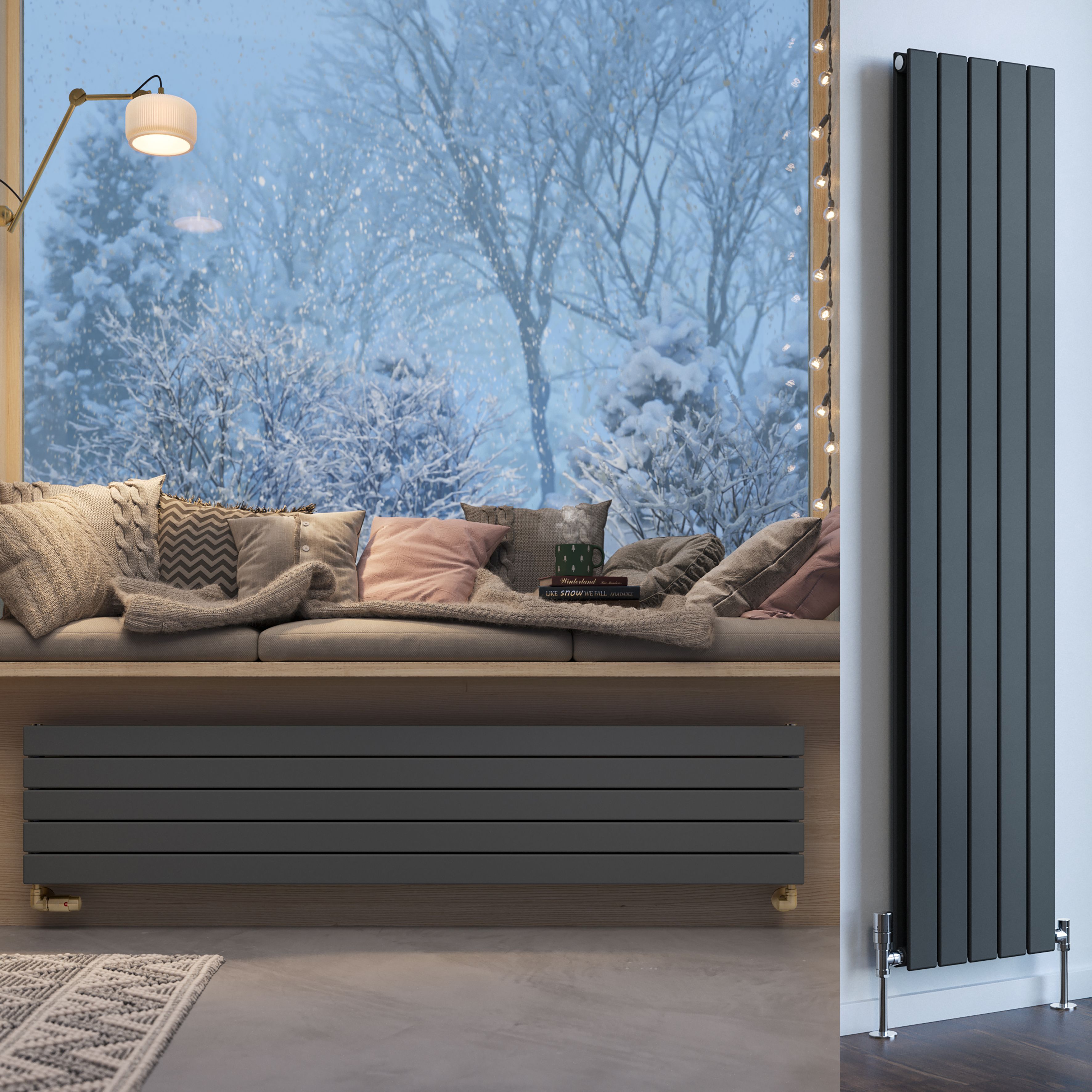Terma Forte Metallic Grey Hydronic Horizontal or vertical Designer 3471BTU Radiator, (W)366mm x (H)1800mm